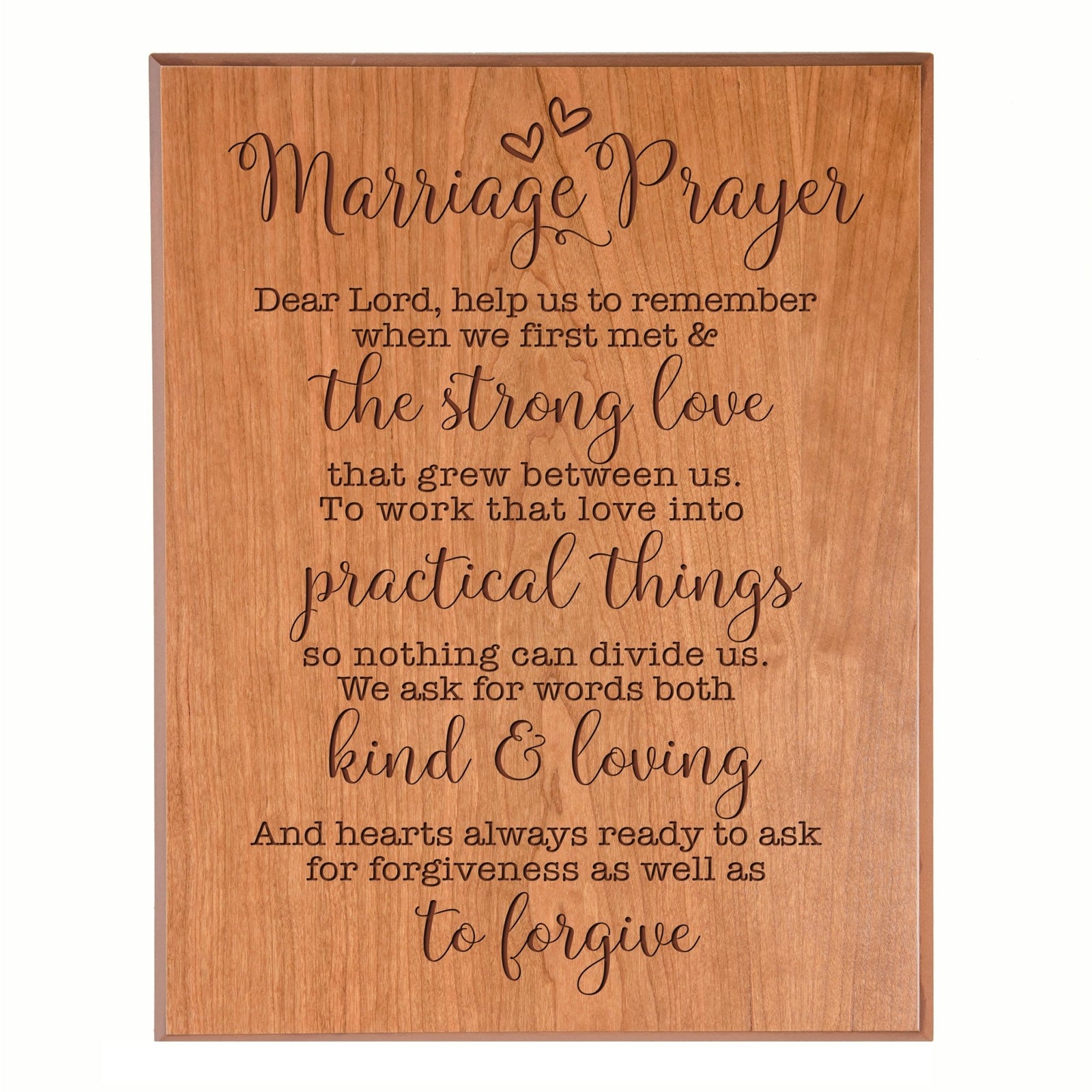 A Marriage Prayer Engraved 12x15 Plaque - With Hearts - LifeSong Milestones