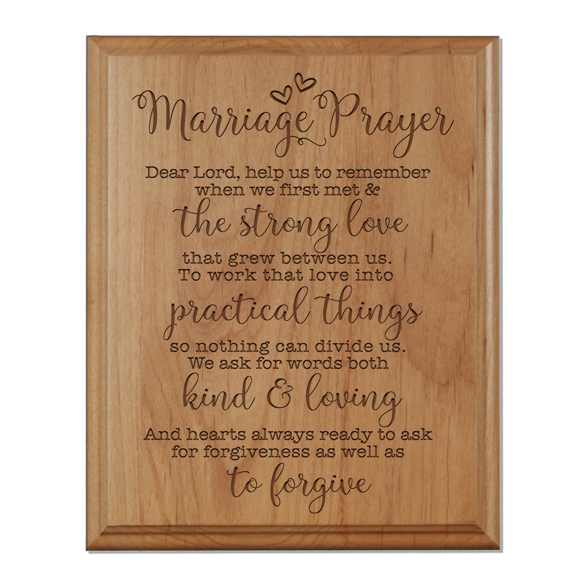 A Marriage Prayer Engraved 8x10 Plaque - With Hearts - LifeSong Milestones