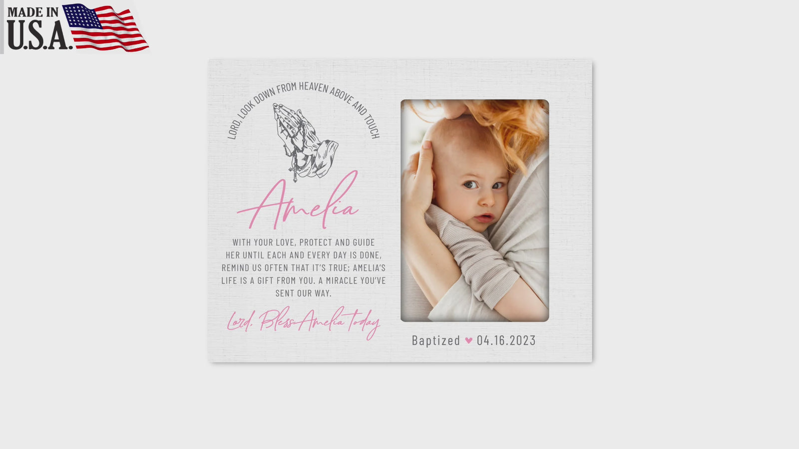 Personalized Baby Baptism Wooden Picture Frame