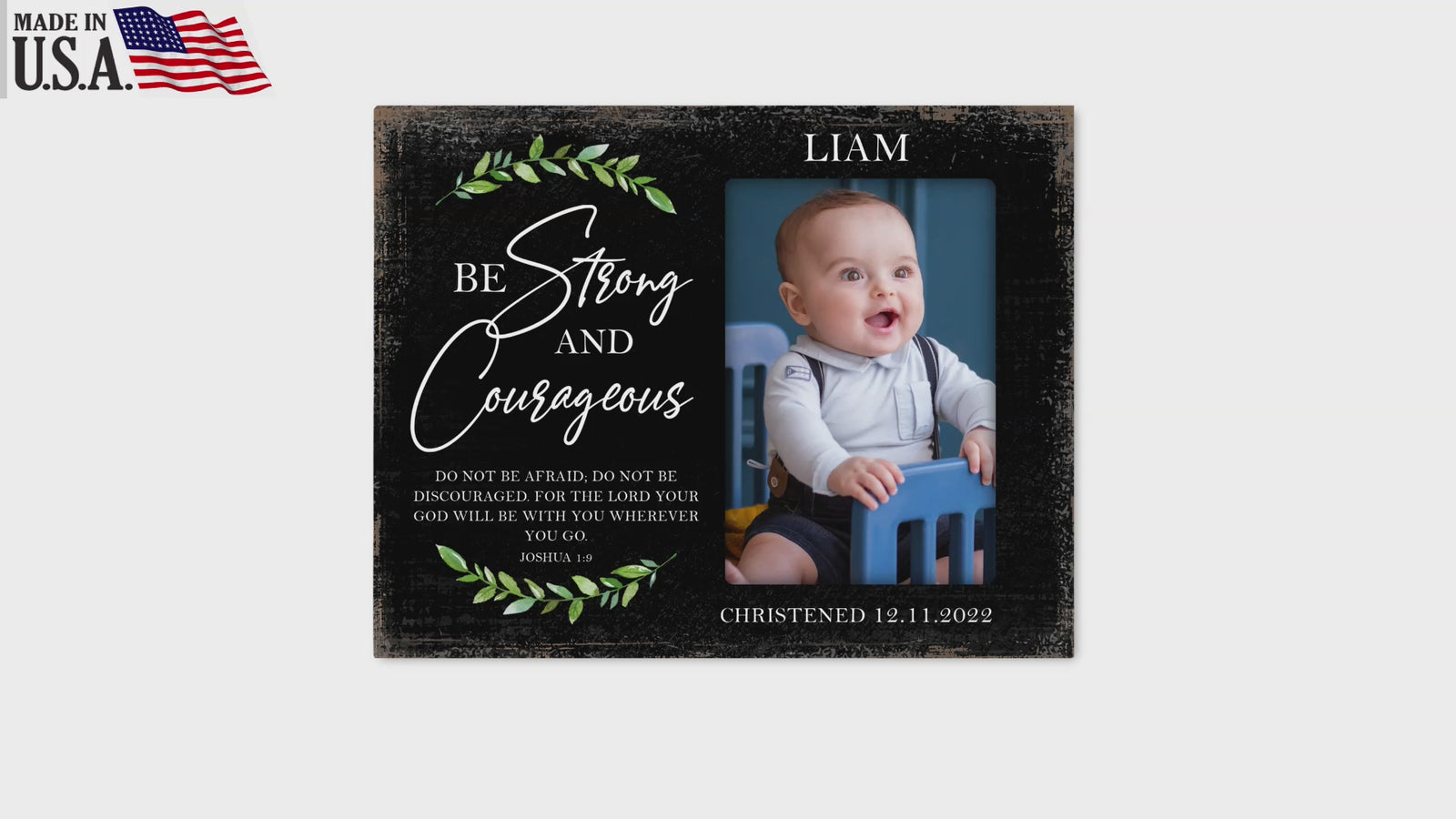 Personalized Christening Photo Frame - Be Strong - LifeSong Milestones