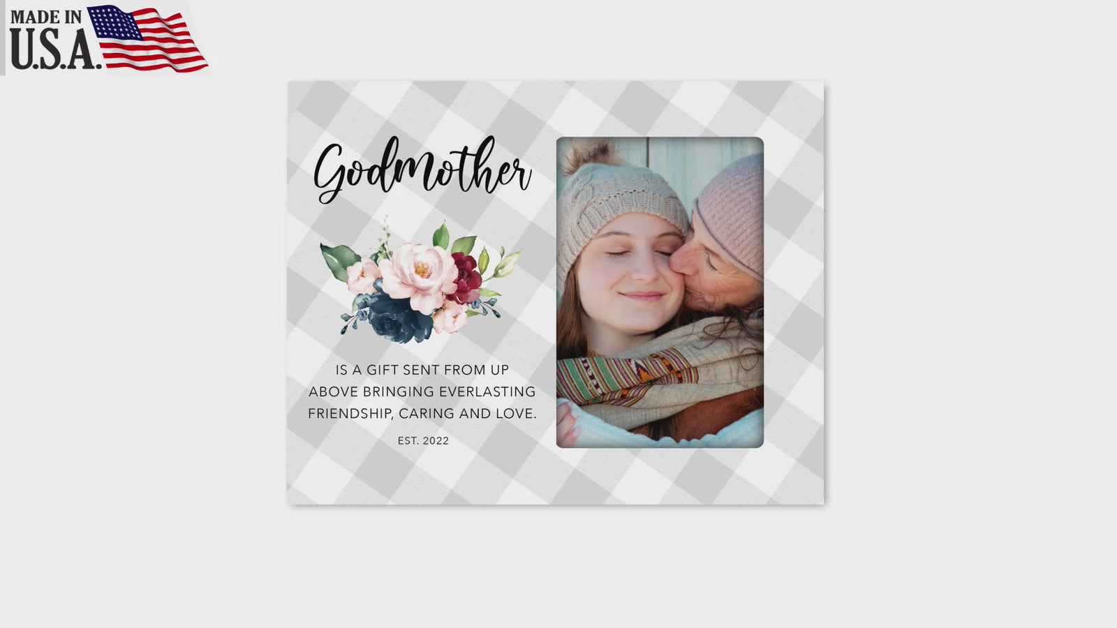 Personalized Wooden Picture Frame for Godmother