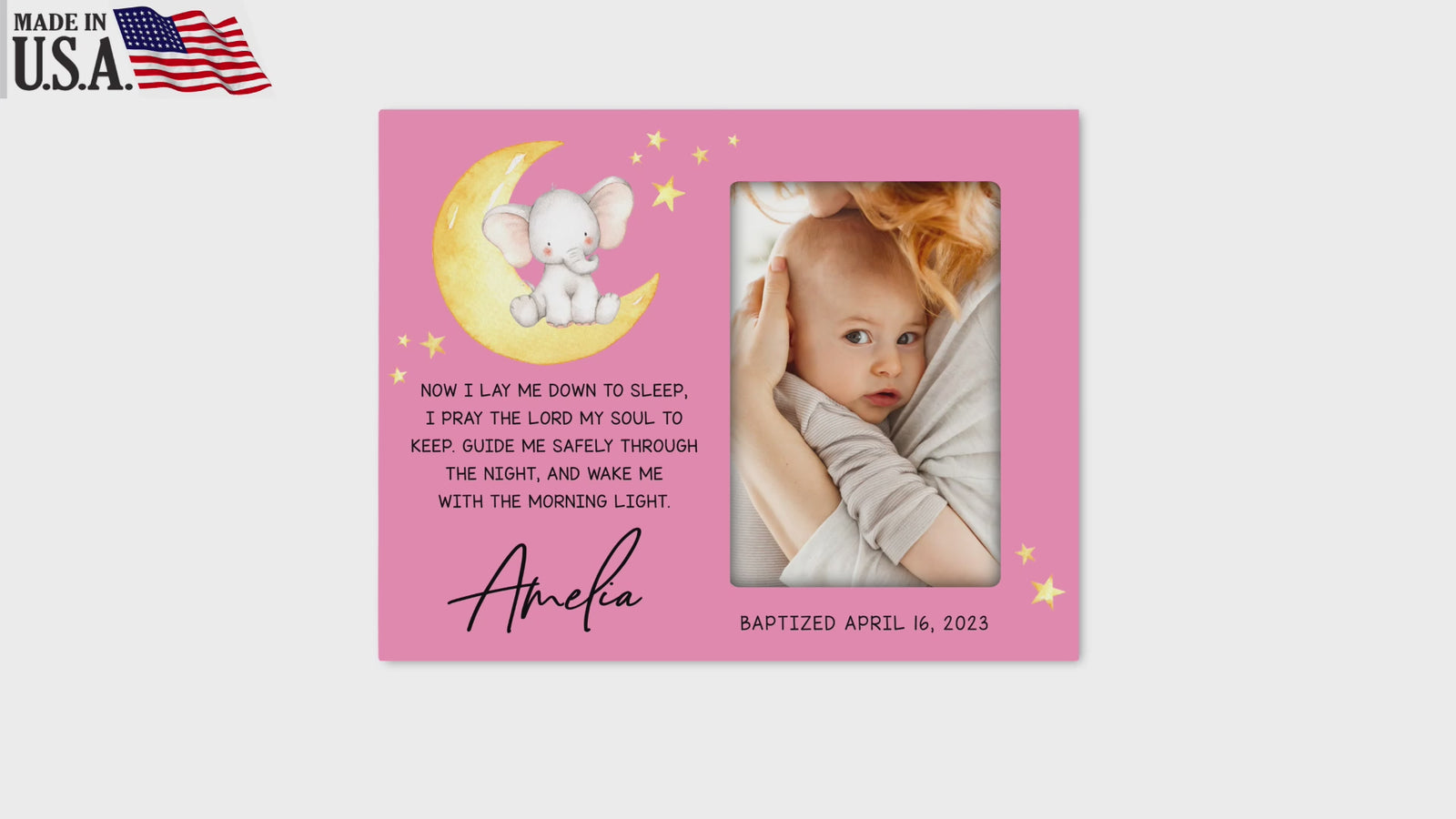 Personalized Baby Baptism Wooden Picture Frame