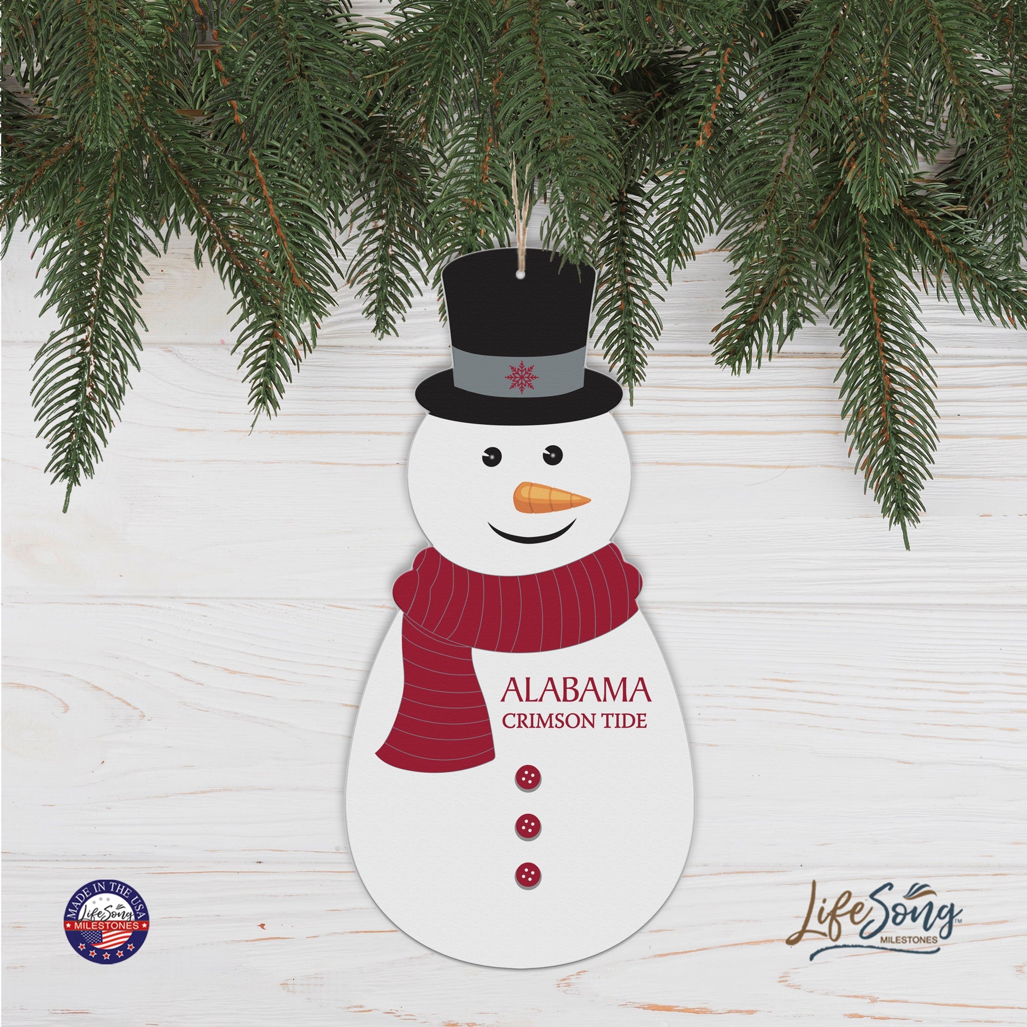 Alabama Crimson Tide Snowman Christmas Tree Ornament - LifeSong Milestones