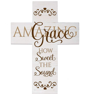 Amazing Grace How Sweet The Sound Large Wall Cross 14"x19" - LifeSong Milestones