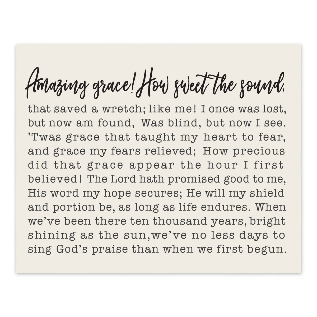 Amazing Grace Lyrics Wall Decor Plaque - LifeSong Milestones