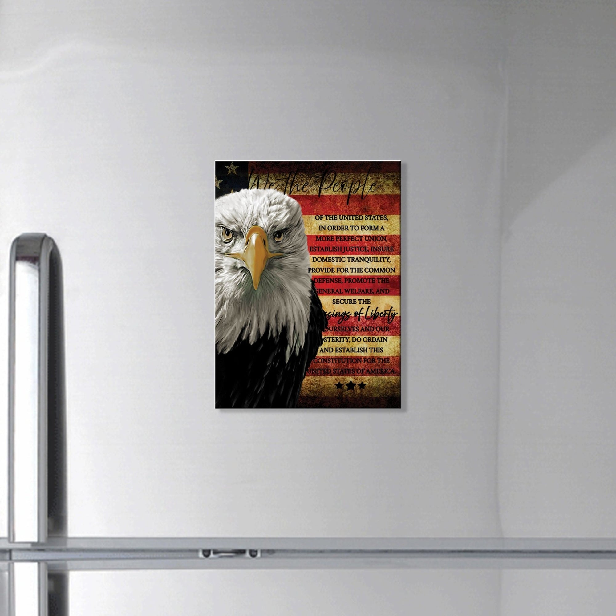 American Flag Veterans Day Patriotic Refrigerator Magnet Vintage Décor Gift Ideas - Eagle We The People - LifeSong Milestones