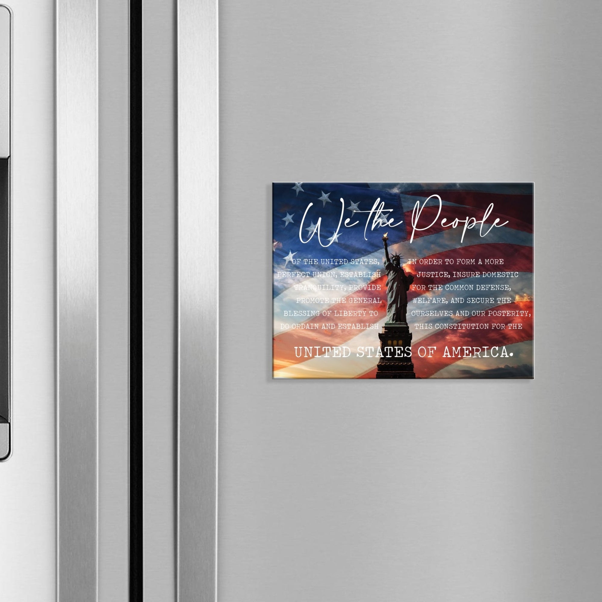 American Flag Veterans Day Patriotic Refrigerator Magnet Vintage Décor Gift Ideas - We The People Statue - LifeSong Milestones