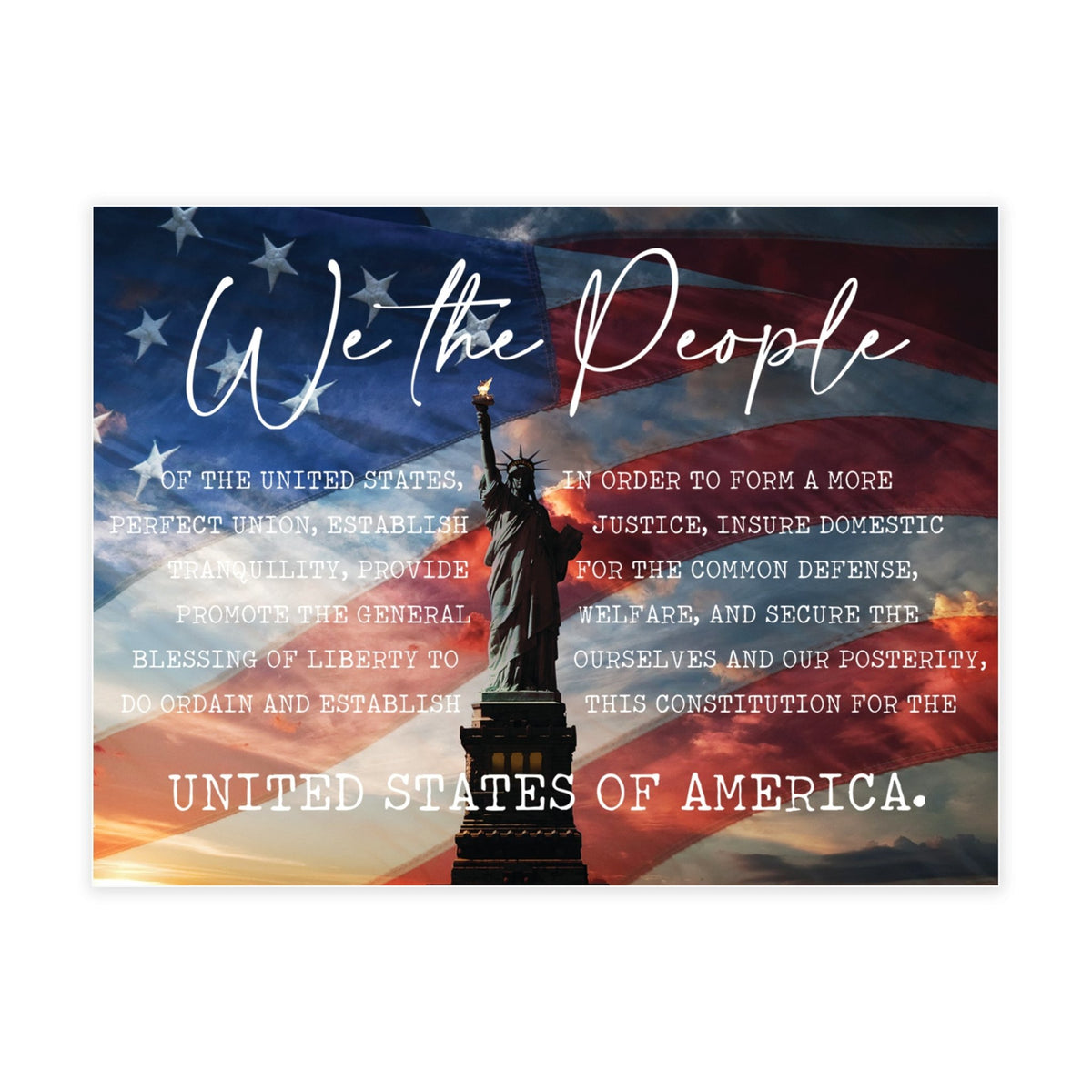 American Flag Veterans Day Patriotic Refrigerator Magnet Vintage Décor Gift Ideas - We The People Statue - LifeSong Milestones