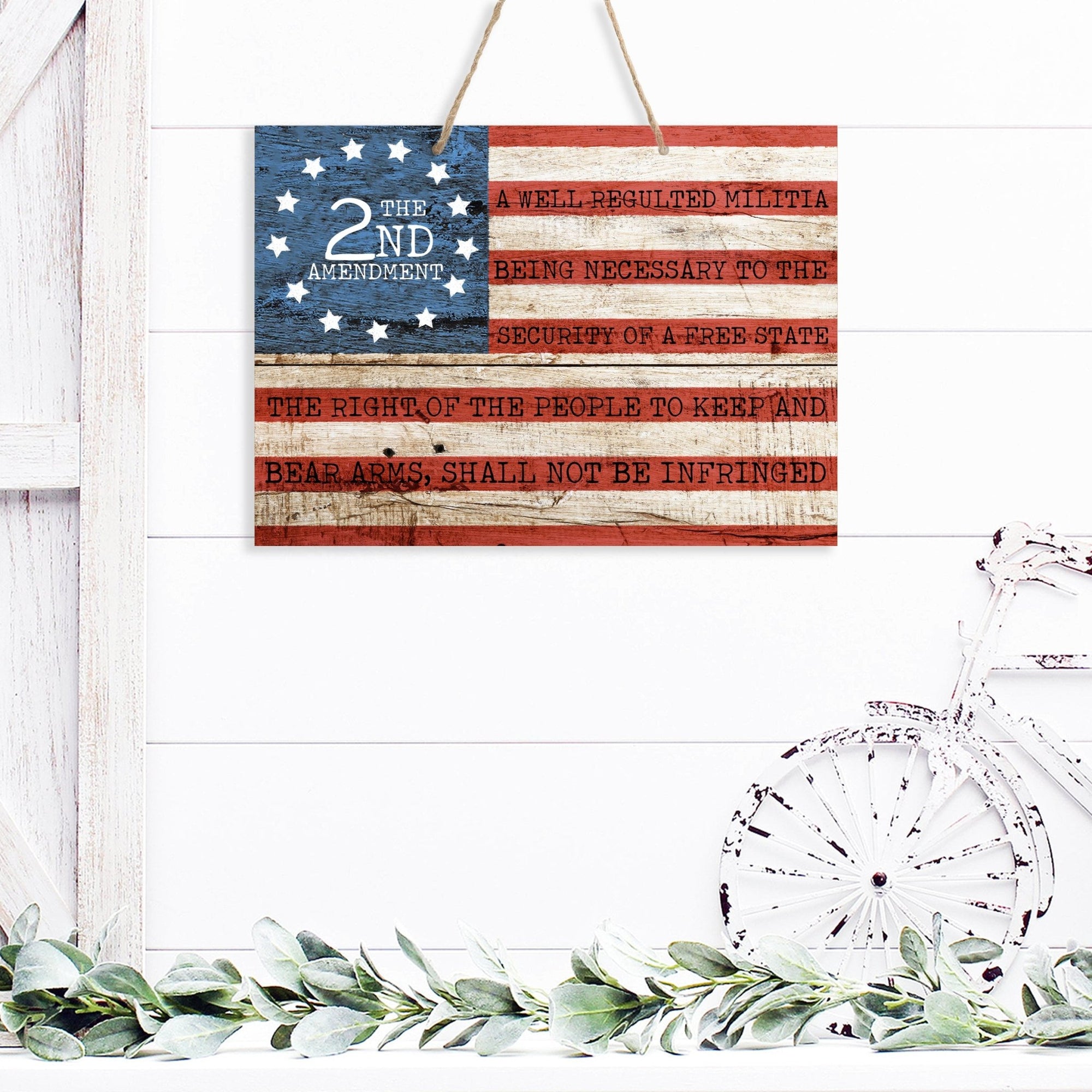 American Flag Veterans Day Patriotic Wall Hanging Rope Signs Vintage Décor Gift Ideas - Flag 2nd Amendment - LifeSong Milestones