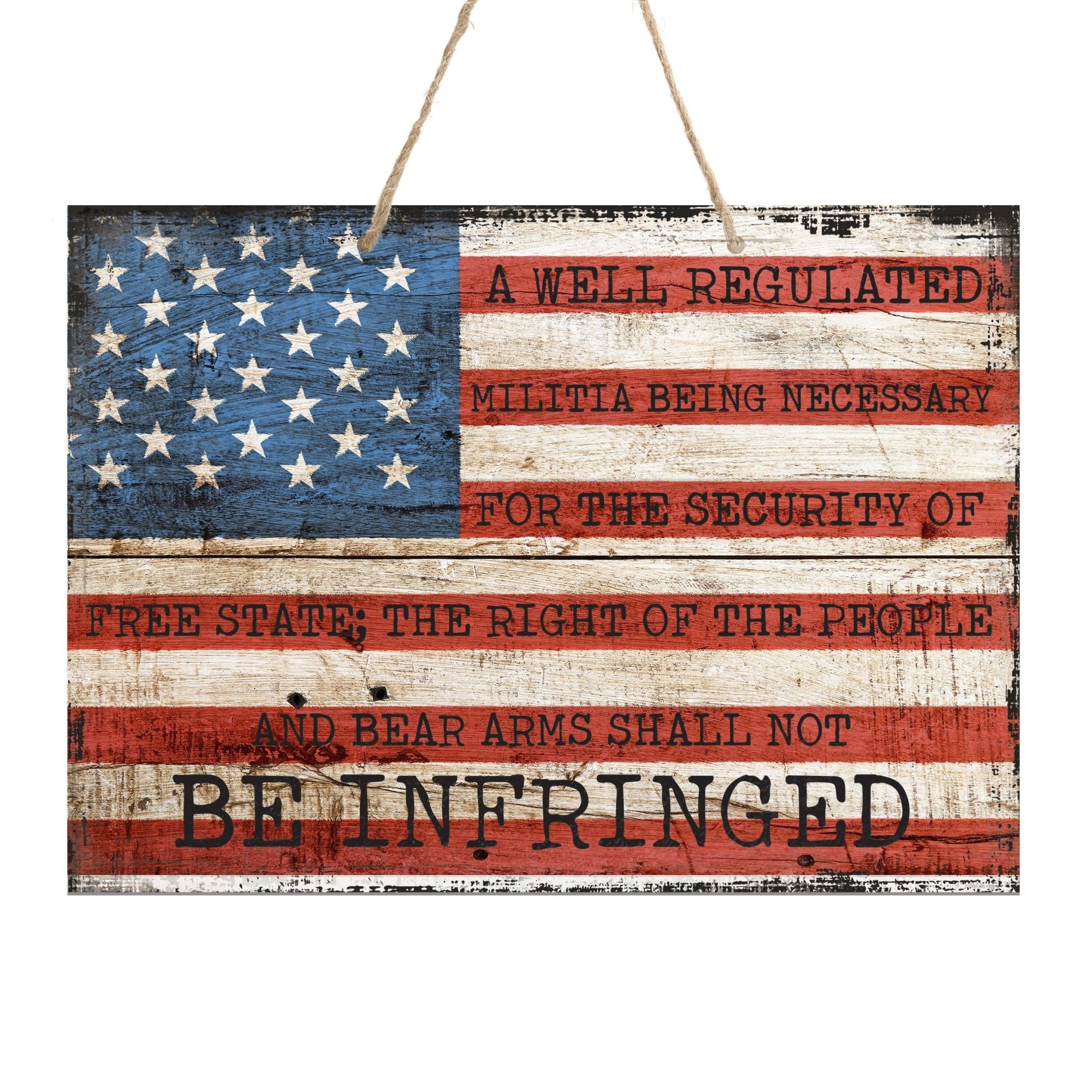 American Flag Veterans Day Patriotic Wall Hanging Rope Signs Vintage Décor Gift Ideas - Flag Be Infringed - LifeSong Milestones