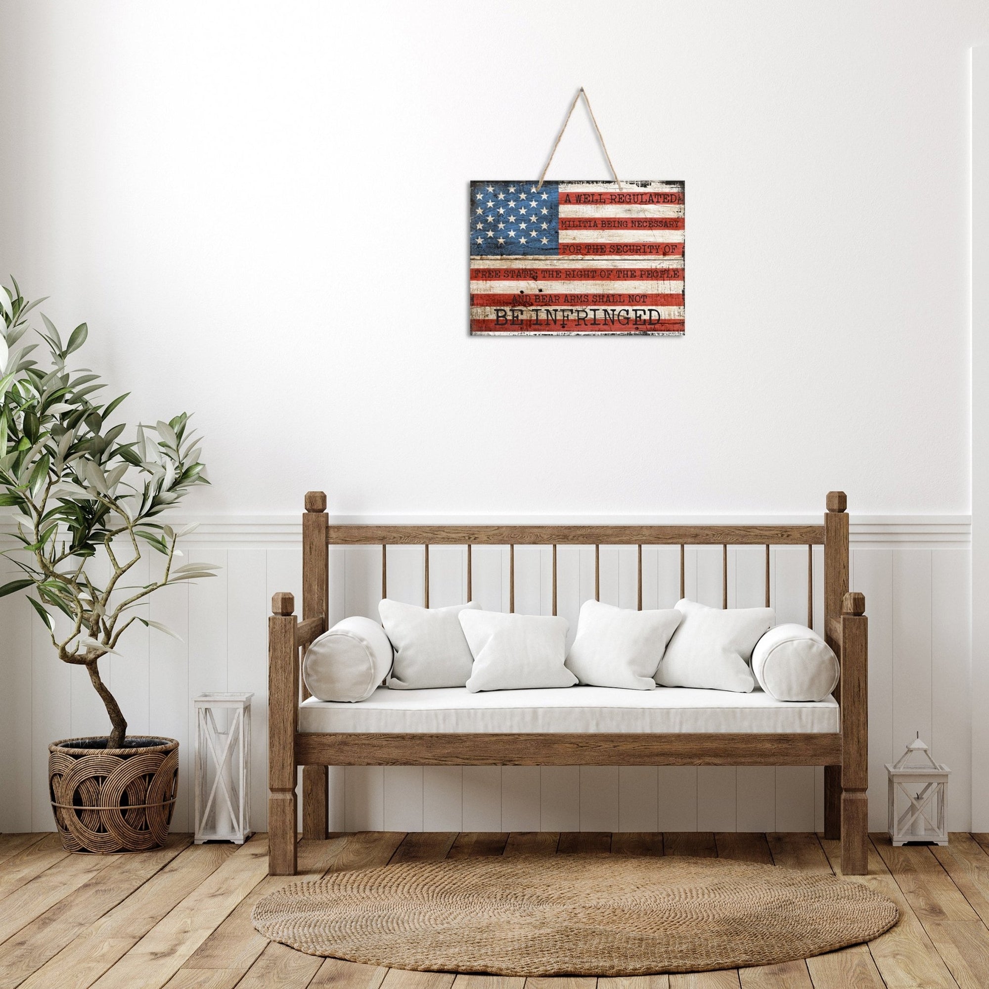 American Flag Veterans Day Patriotic Wall Hanging Rope Signs Vintage Décor Gift Ideas - Flag Be Infringed - LifeSong Milestones