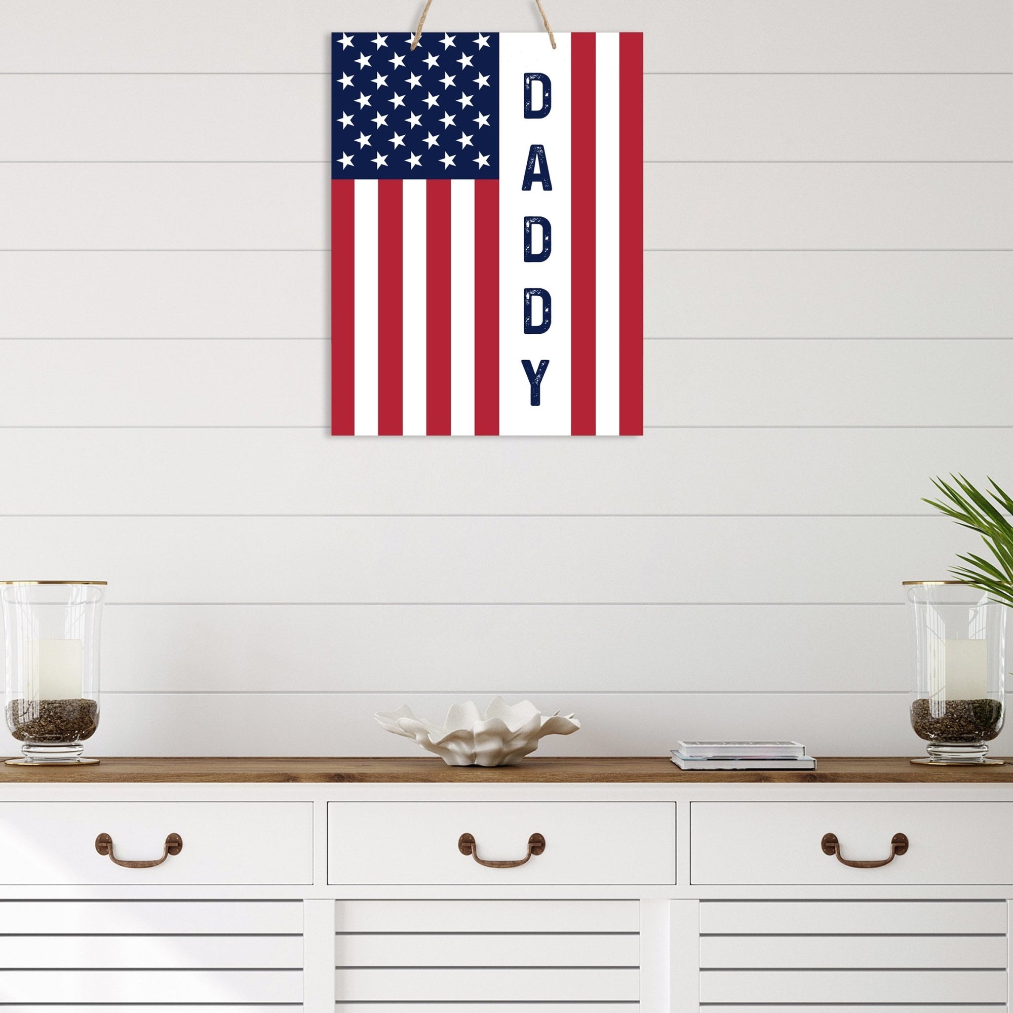 American Flag Veterans Day Patriotic Wall Hanging Rope Signs Vintage Décor Gift Ideas - Flag Daddy 2 - LifeSong Milestones