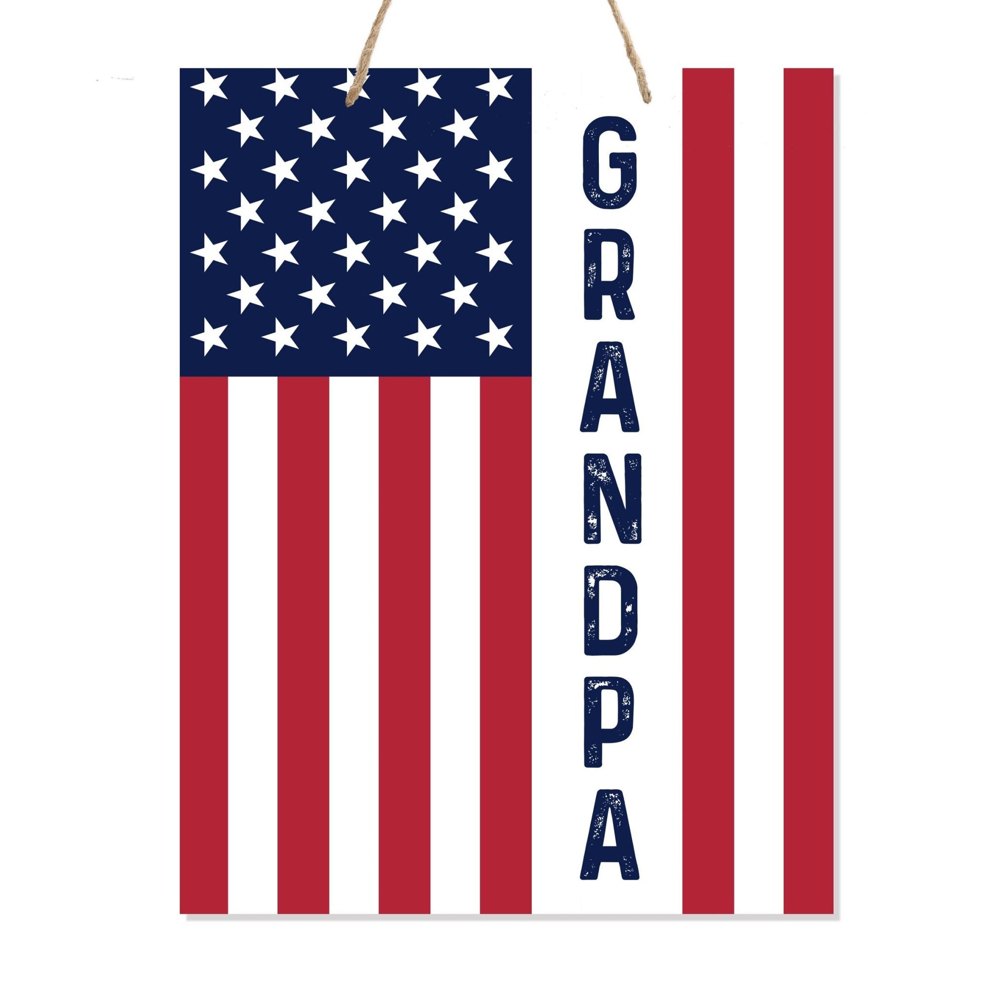 American Flag Veterans Day Patriotic Wall Hanging Rope Signs Vintage Décor Gift Ideas - Flag Grandpa 2 - LifeSong Milestones