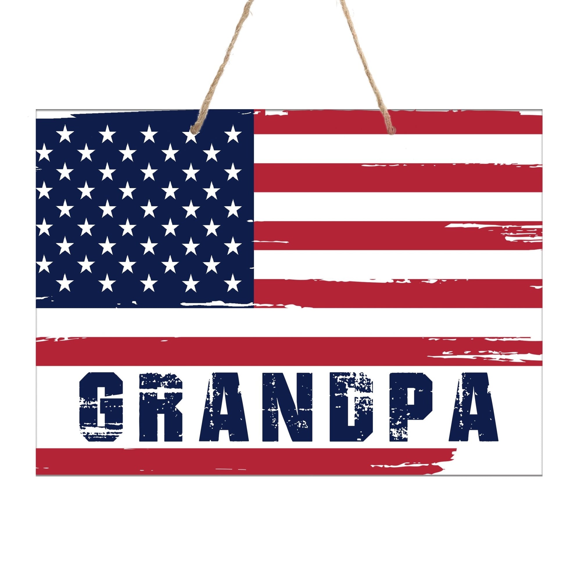 American Flag Veterans Day Patriotic Wall Hanging Rope Signs Vintage Décor Gift Ideas - Flag Grandpa - LifeSong Milestones