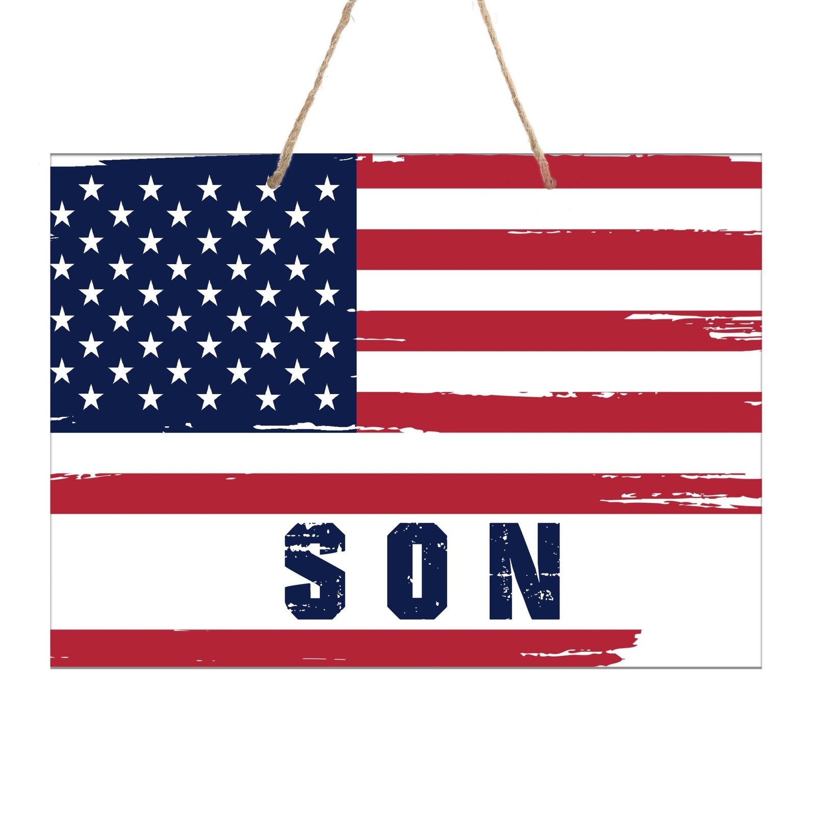 American Flag Veterans Day Patriotic Wall Hanging Rope Signs Vintage Décor Gift Ideas - Flag Son - LifeSong Milestones