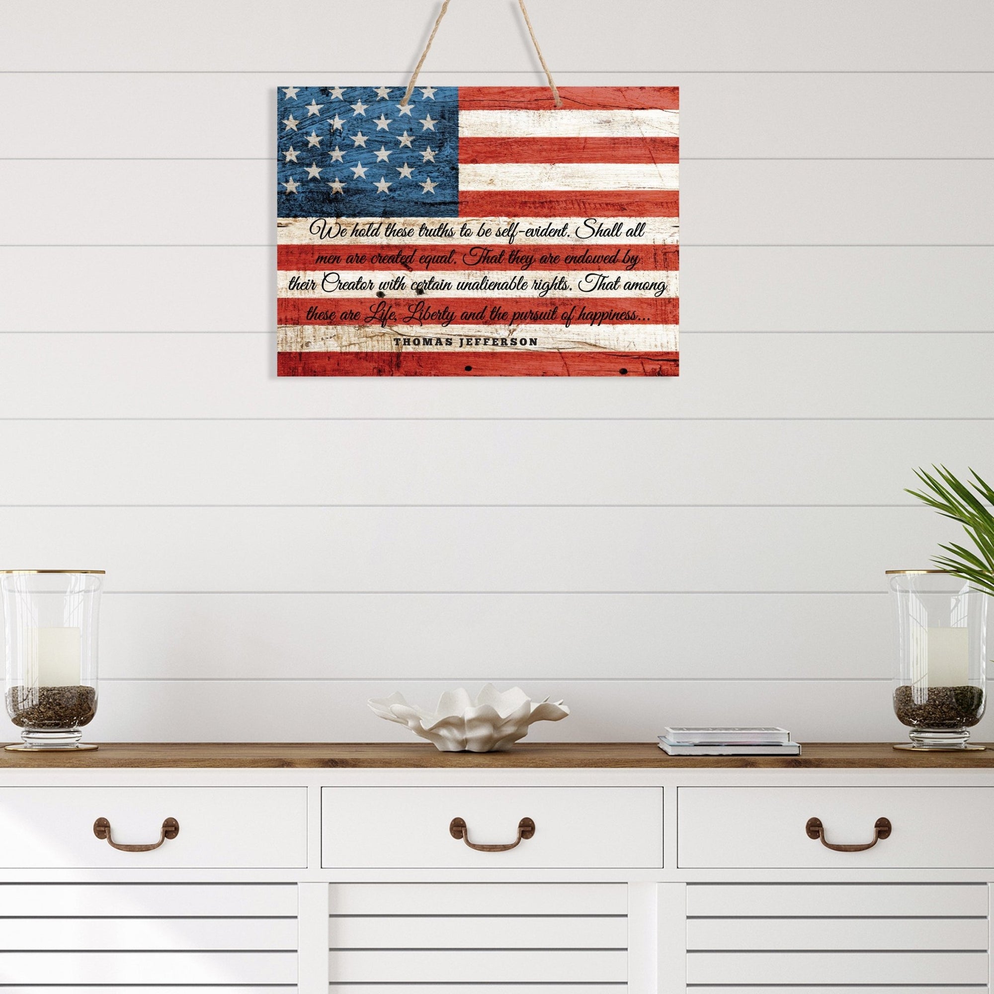 American Flag Veterans Day Patriotic Wall Hanging Rope Signs Vintage Décor Gift Ideas - Flag We Hold These Truths 2 - LifeSong Milestones
