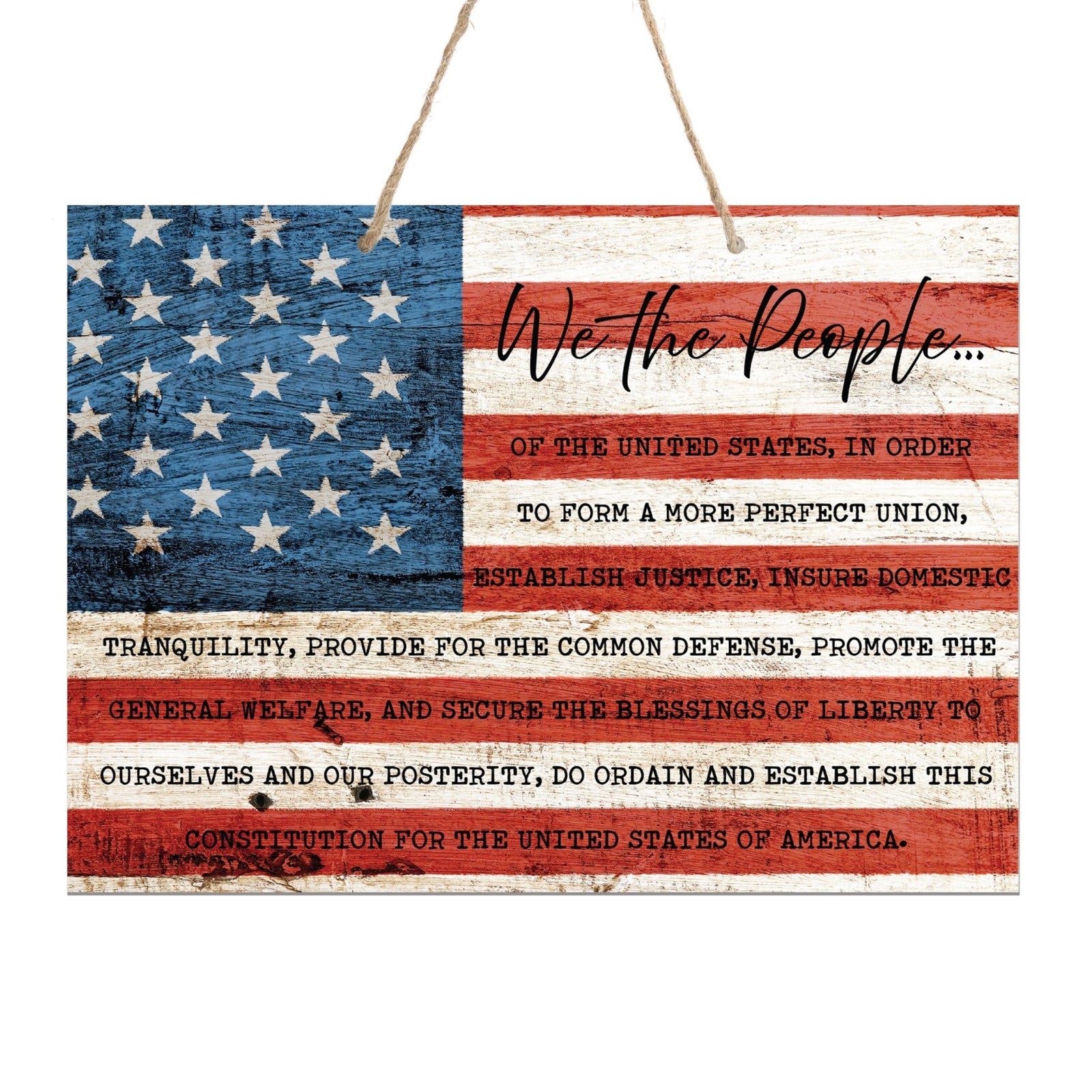 American Flag Veterans Day Patriotic Wall Hanging Rope Signs Vintage Décor Gift Ideas - Flag We The People - LifeSong Milestones