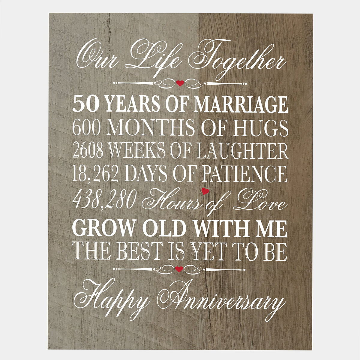 Anniversary Barnwood Wall Plaque - Our Life Together - LifeSong Milestones