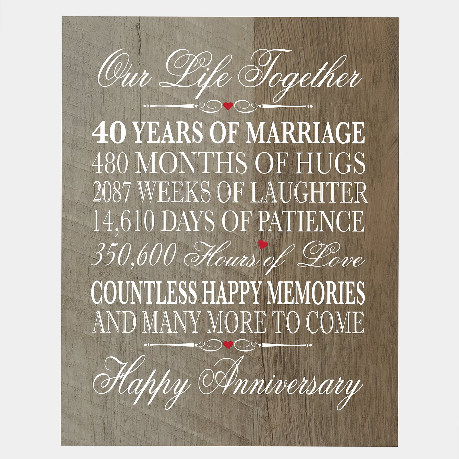 Anniversary Barnwood Wall Plaque - Our Life Together - LifeSong Milestones