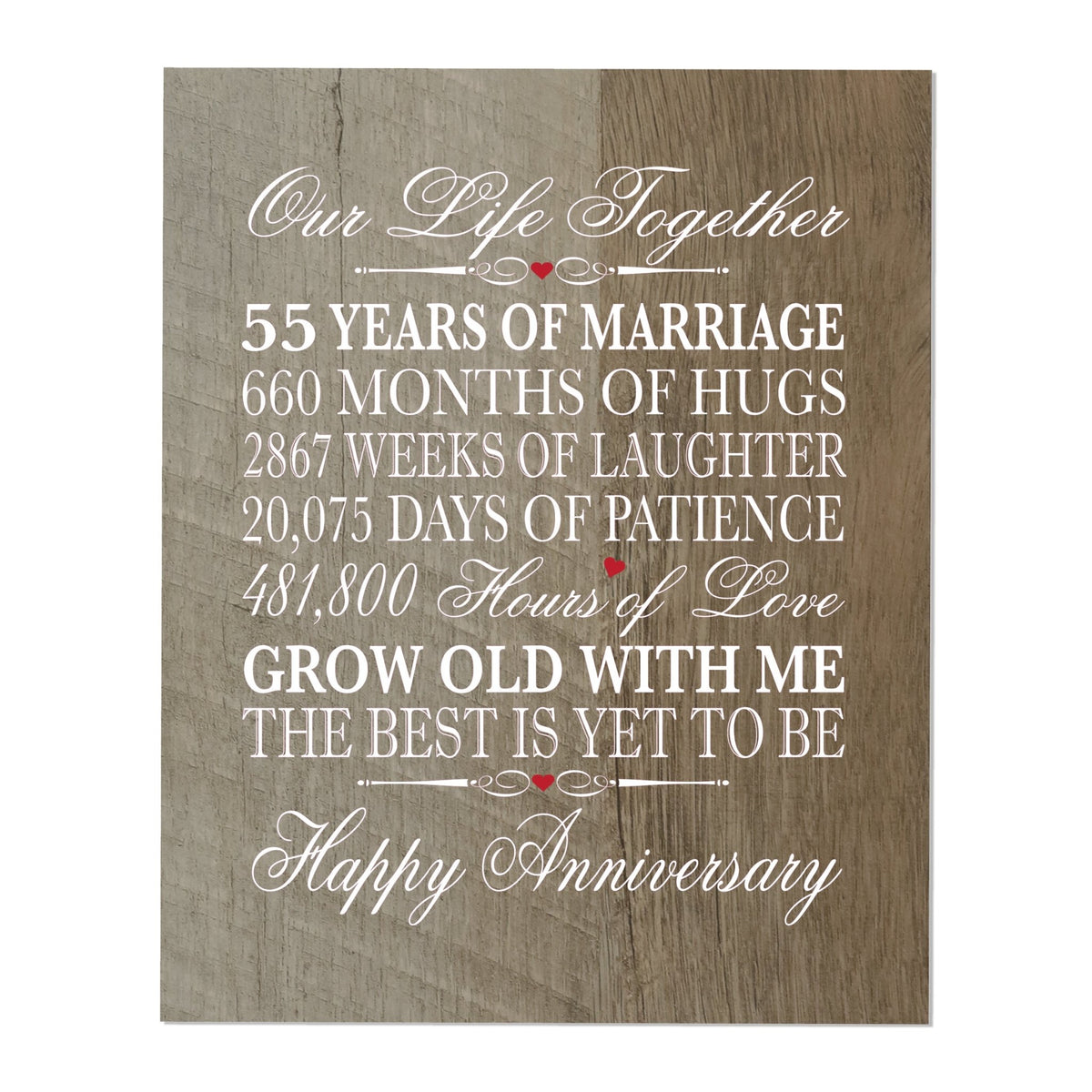 Anniversary Barnwood Wall Plaque - Our Life Together - LifeSong Milestones