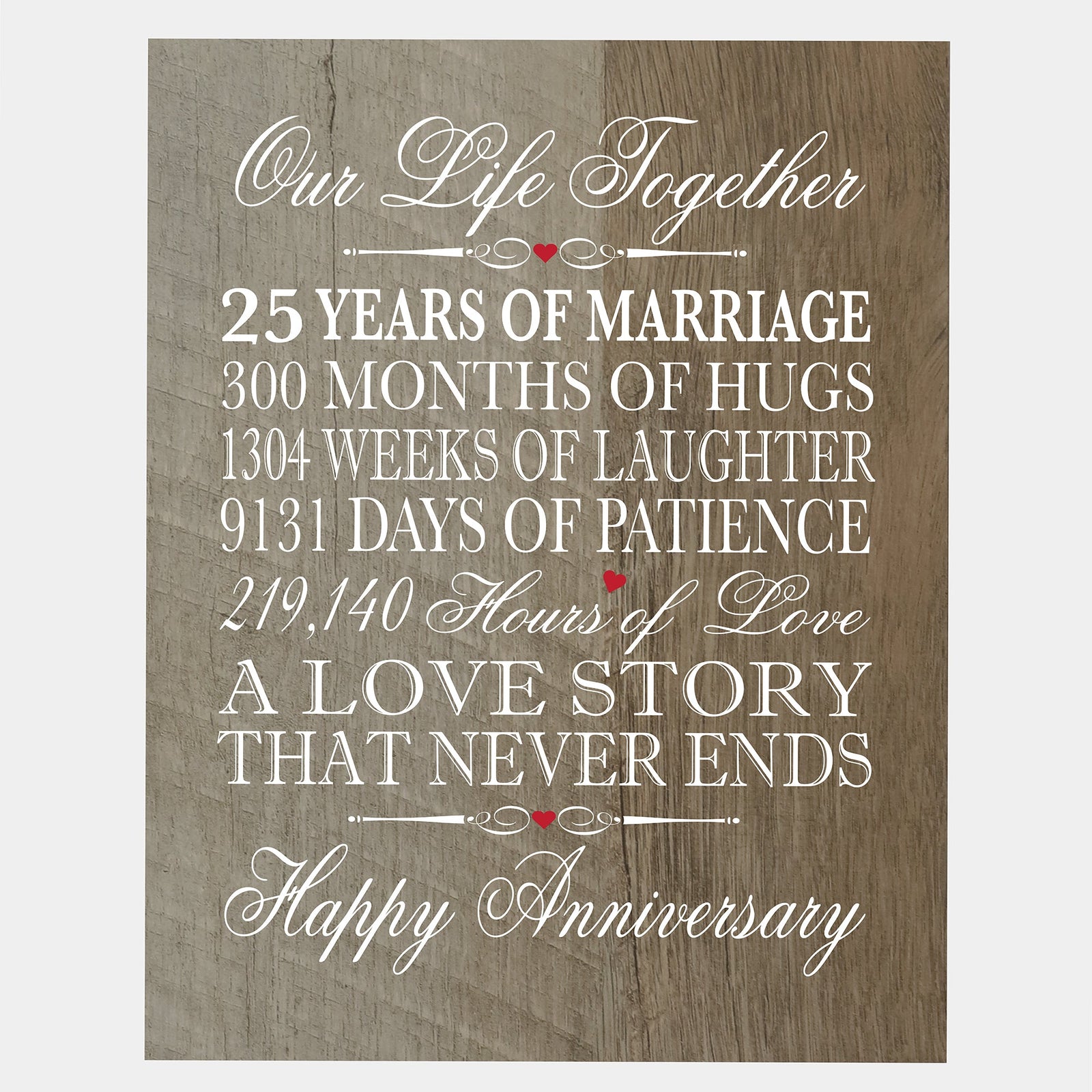 Anniversary Barnwood Wall Plaque - Our Life Together - LifeSong Milestones