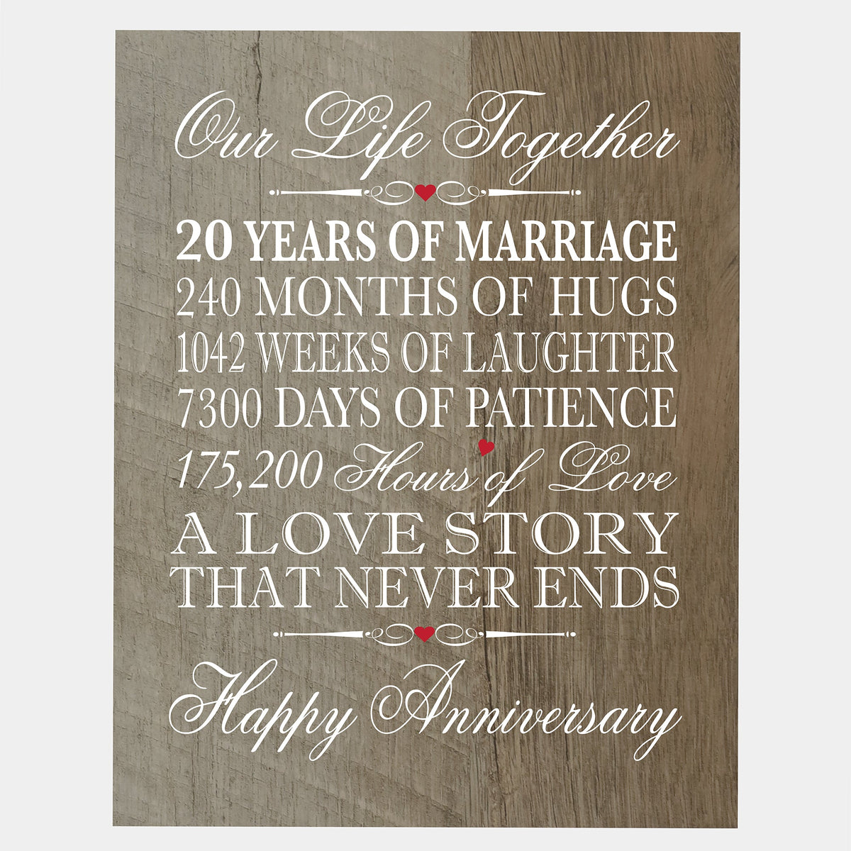 Anniversary Barnwood Wall Plaque - Our Life Together - LifeSong Milestones