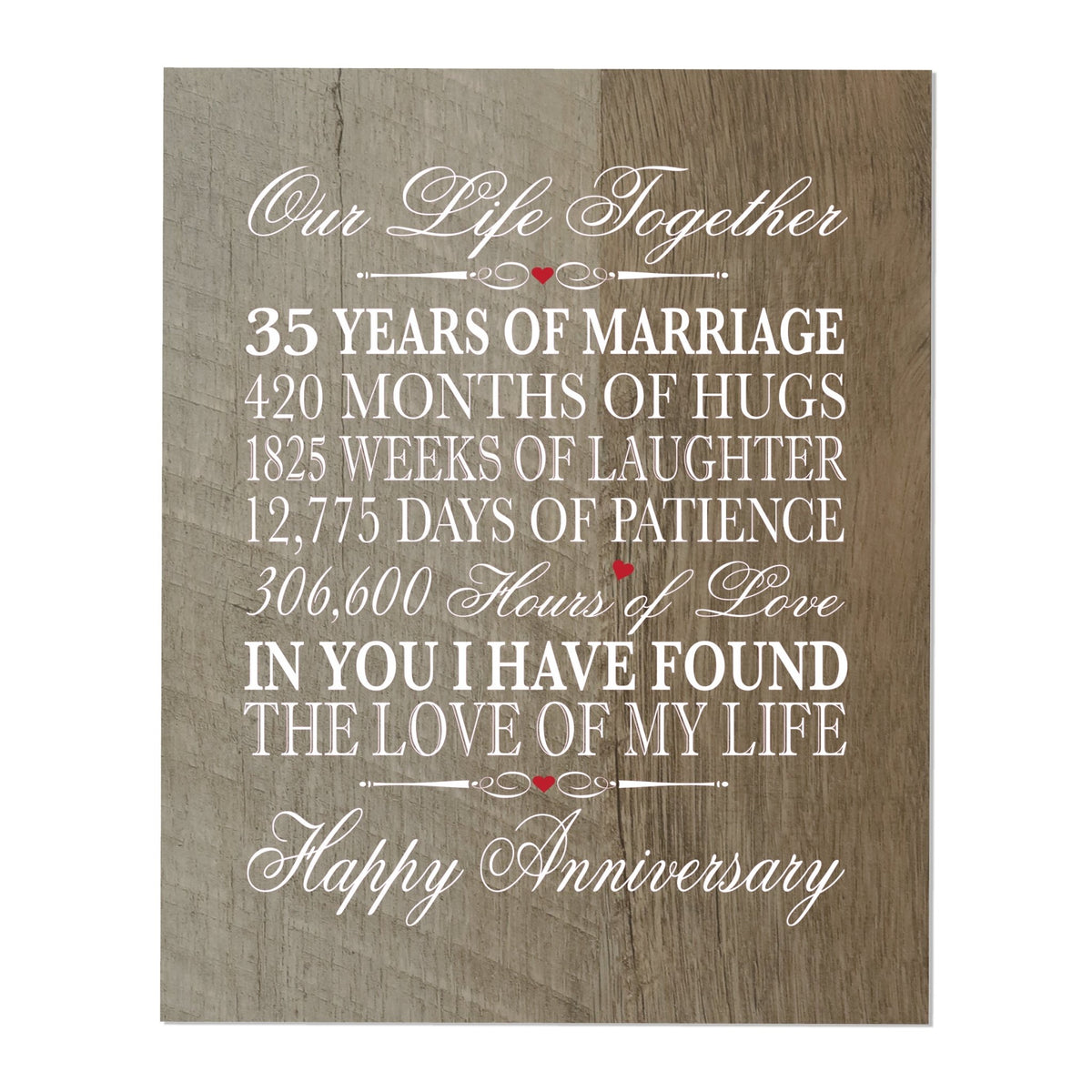 Anniversary Barnwood Wall Plaque - Our Life Together - LifeSong Milestones