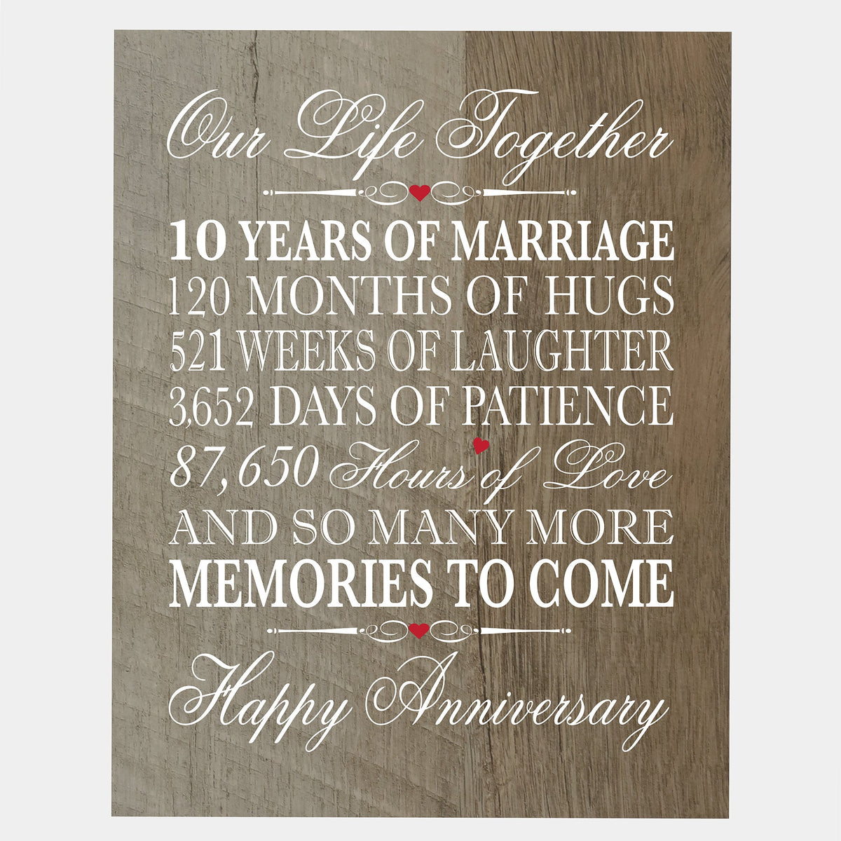 Anniversary Barnwood Wall Plaque - Our Life Together - LifeSong Milestones