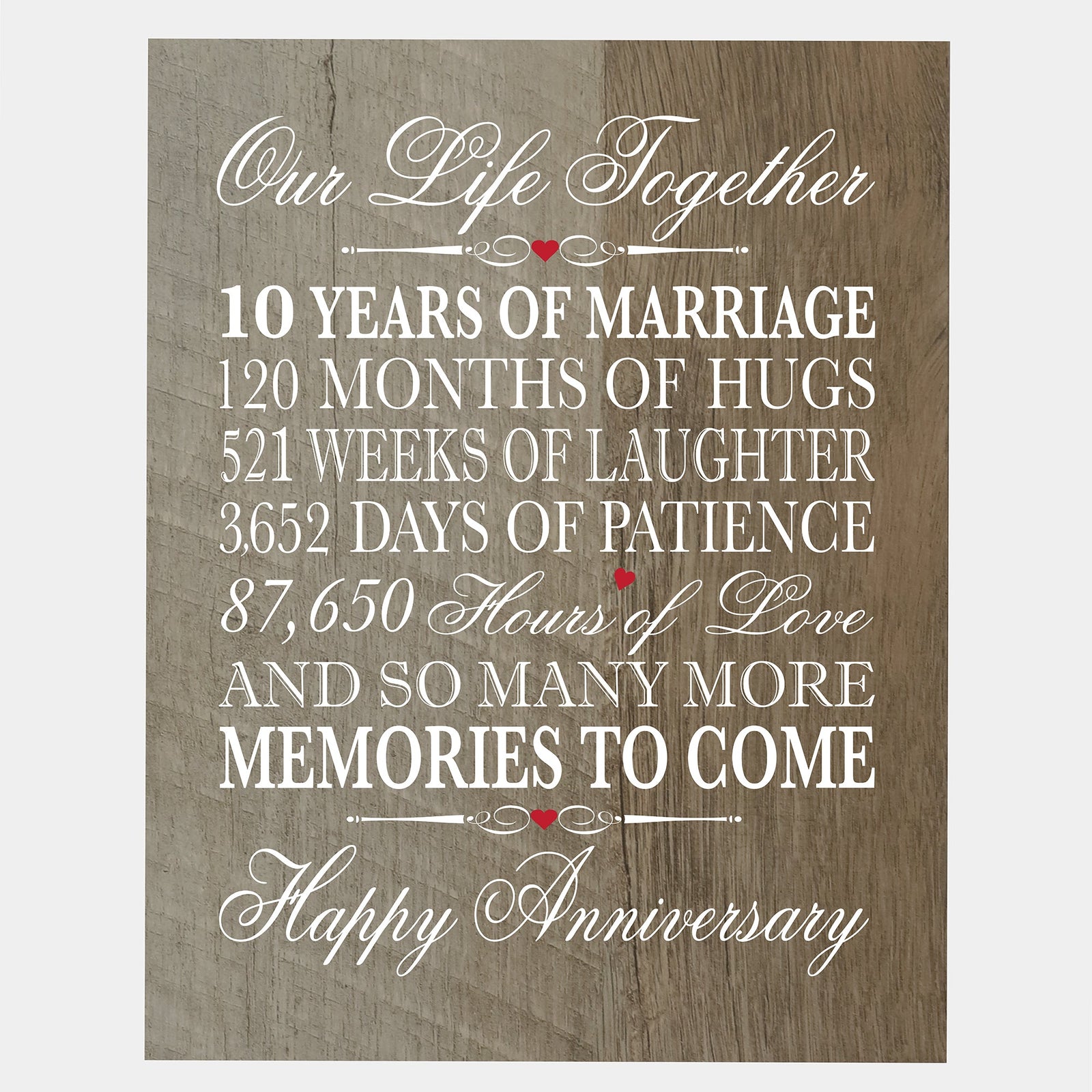 Anniversary Barnwood Wall Plaque - Our Life Together - LifeSong Milestones