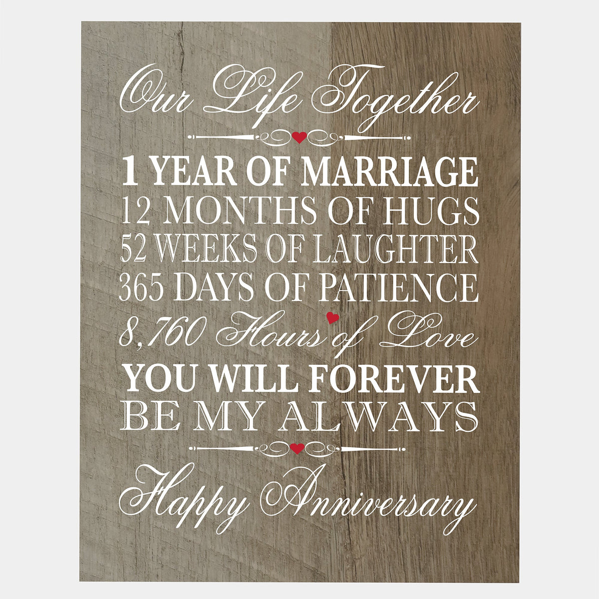 Anniversary Barnwood Wall Plaque - Our Life Together - LifeSong Milestones