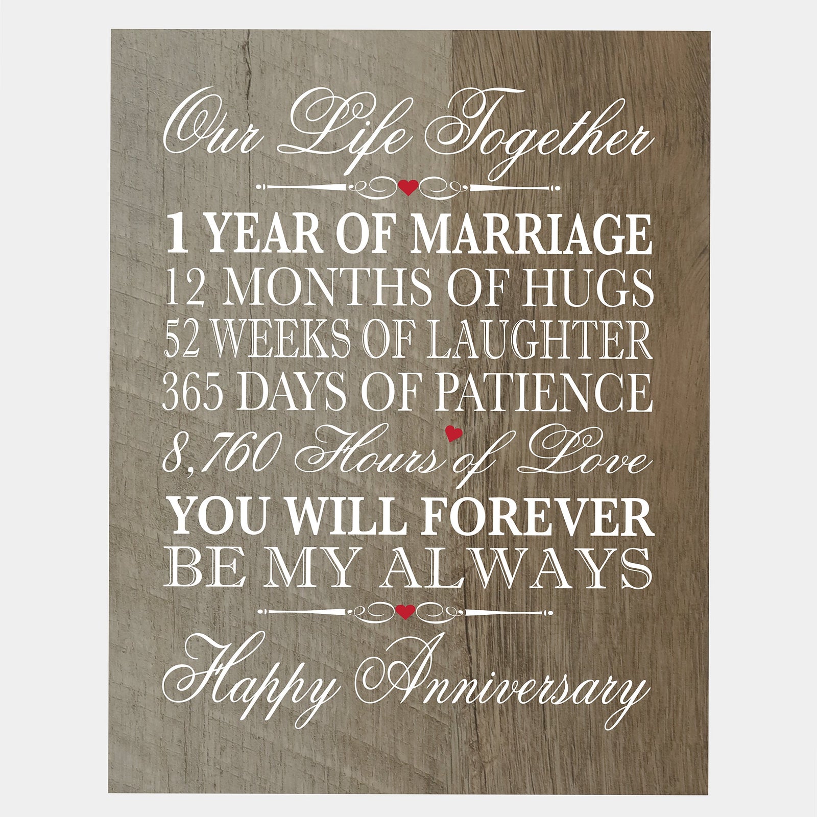 Anniversary Barnwood Wall Plaque - Our Life Together - LifeSong Milestones