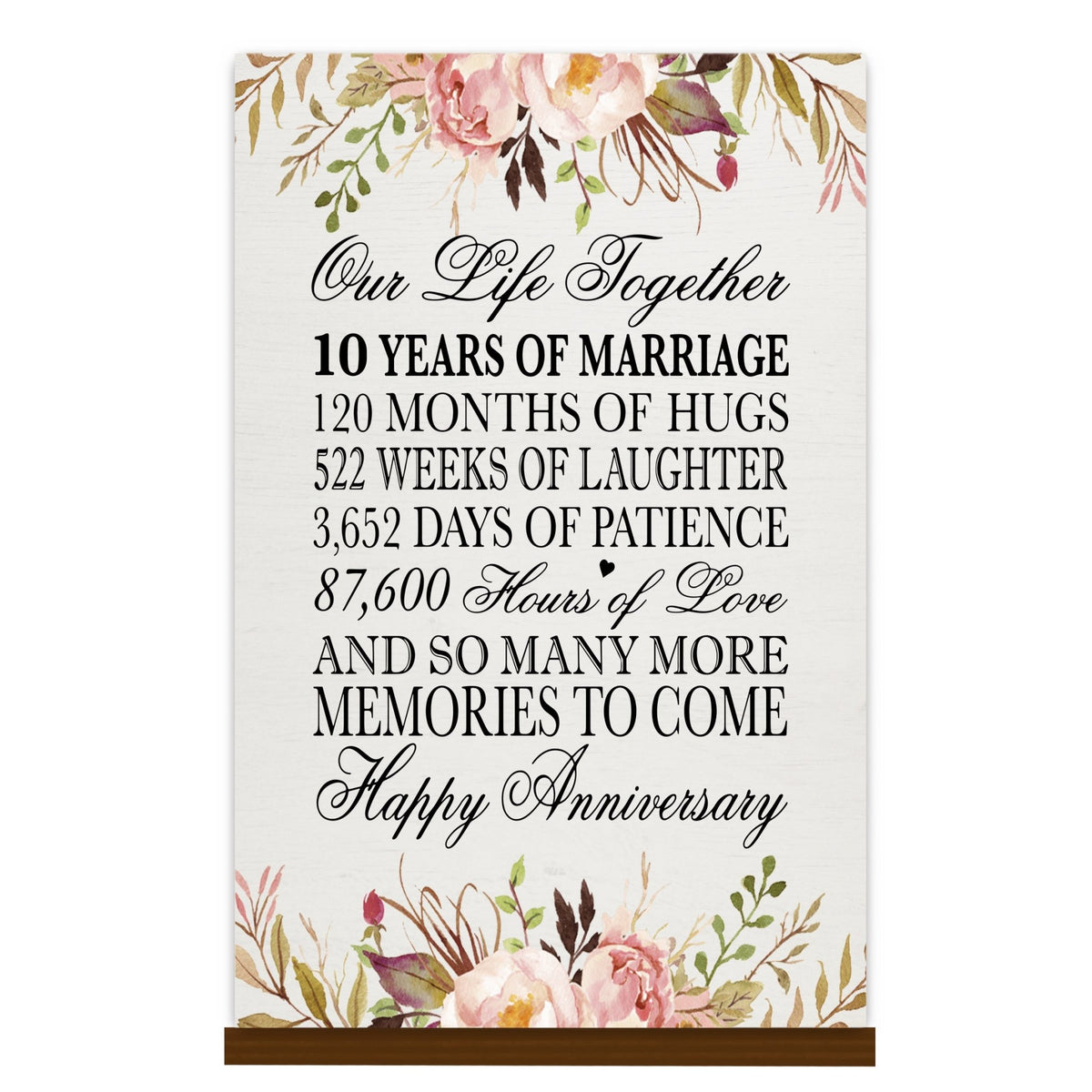 Anniversary Floral Sign with Stand - LifeSong Milestones