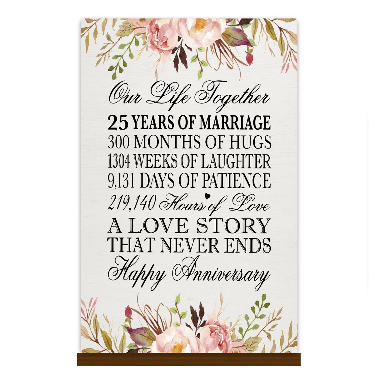 Anniversary Floral Sign with Stand - LifeSong Milestones