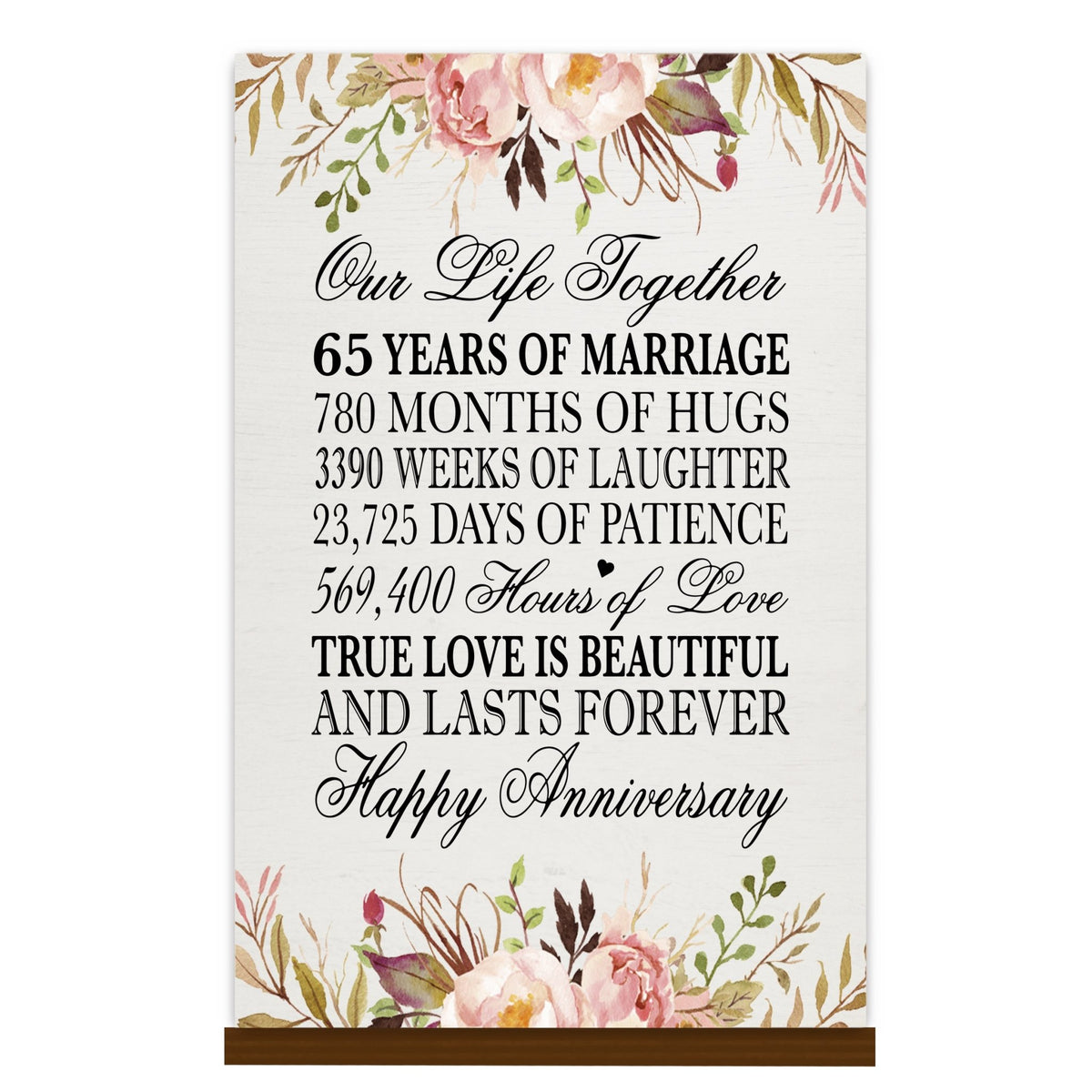 Anniversary Floral Sign with Stand - LifeSong Milestones