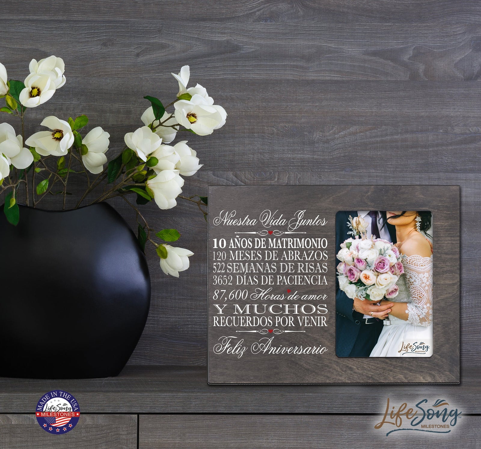 Lifesong Milestones Couples 10th Wedding Anniversary Spanish Picture Frame Gift Ideas