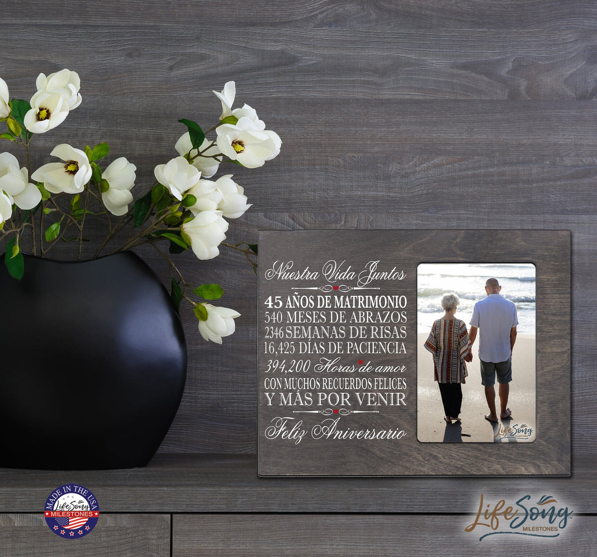 Lifesong Milestones Couples 45th Wedding Anniversary Spanish Picture Frame Gift Ideas