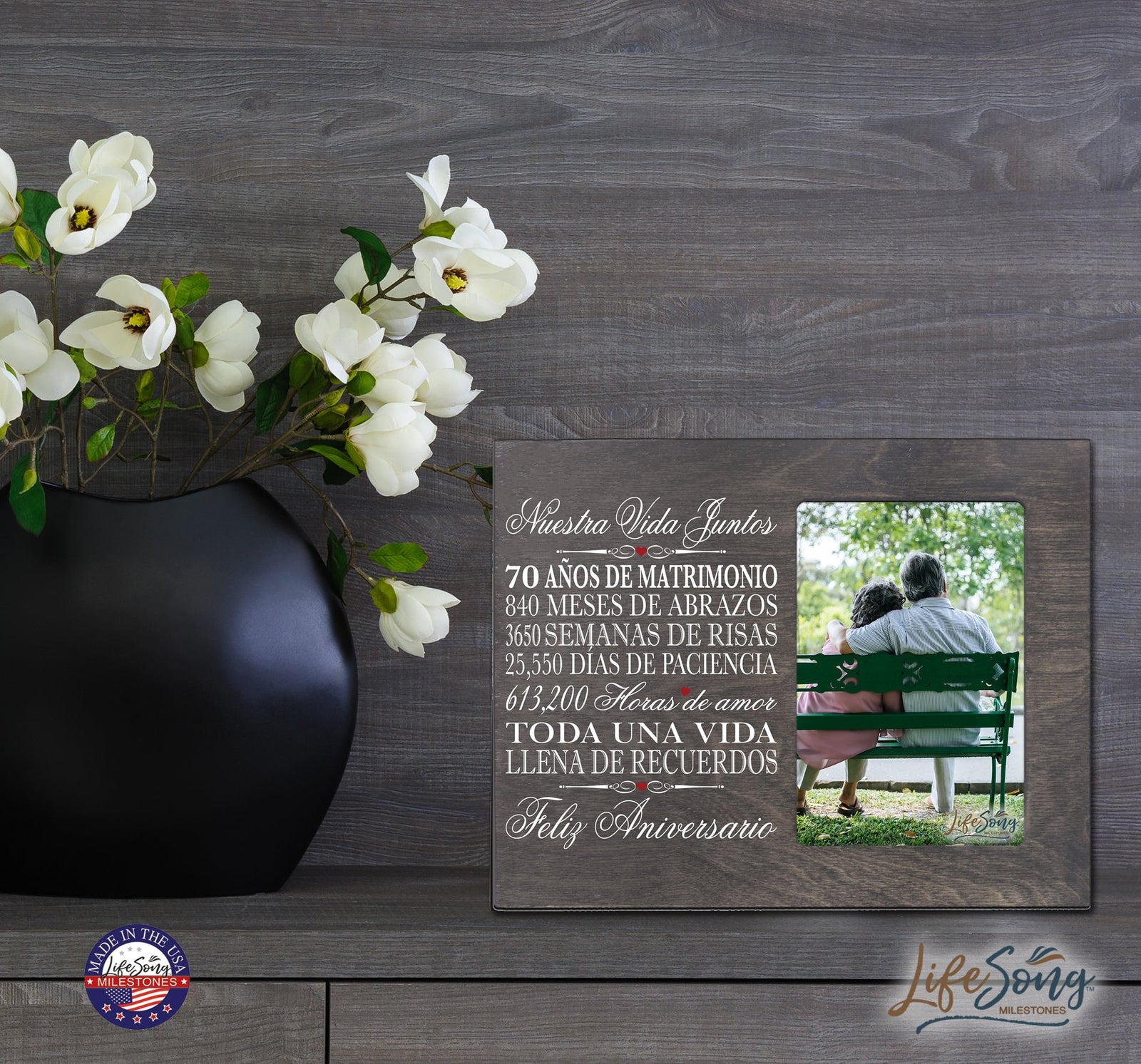 Lifesong Milestones Couples 70th Wedding Anniversary Spanish Picture Frame Gift Ideas