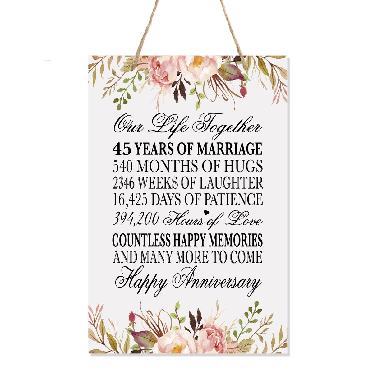 Anniversary Sign with Rope for Hanging - LifeSong Milestones