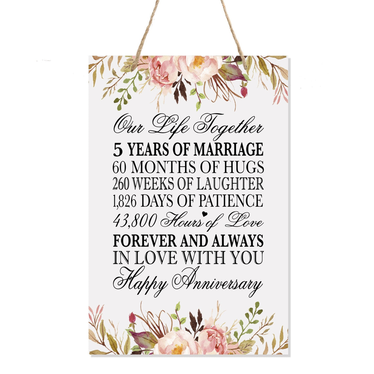 Anniversary Sign with Rope for Hanging - LifeSong Milestones