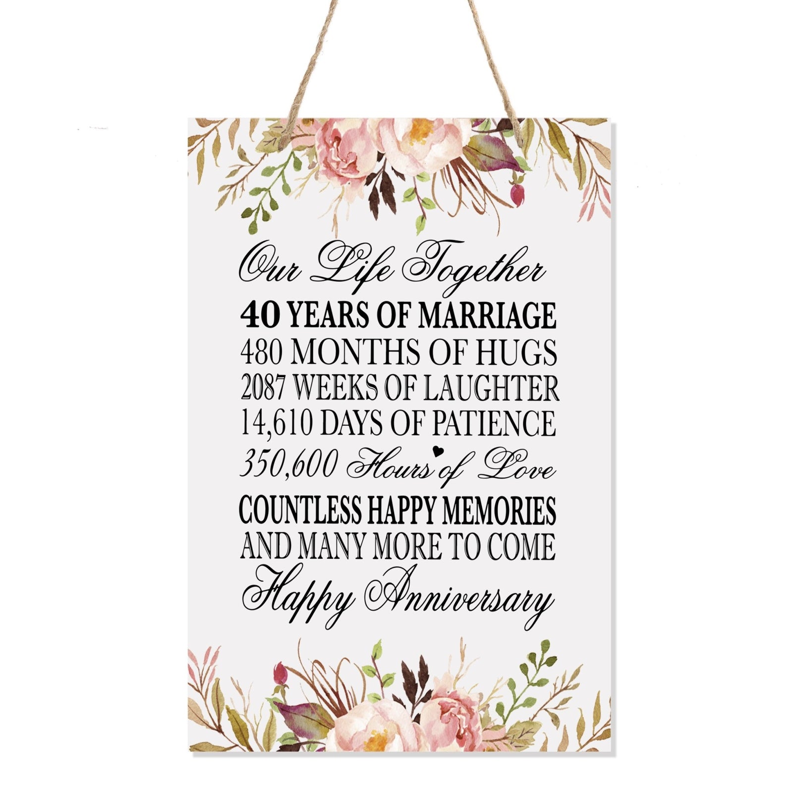 Anniversary Sign with Rope for Hanging - LifeSong Milestones