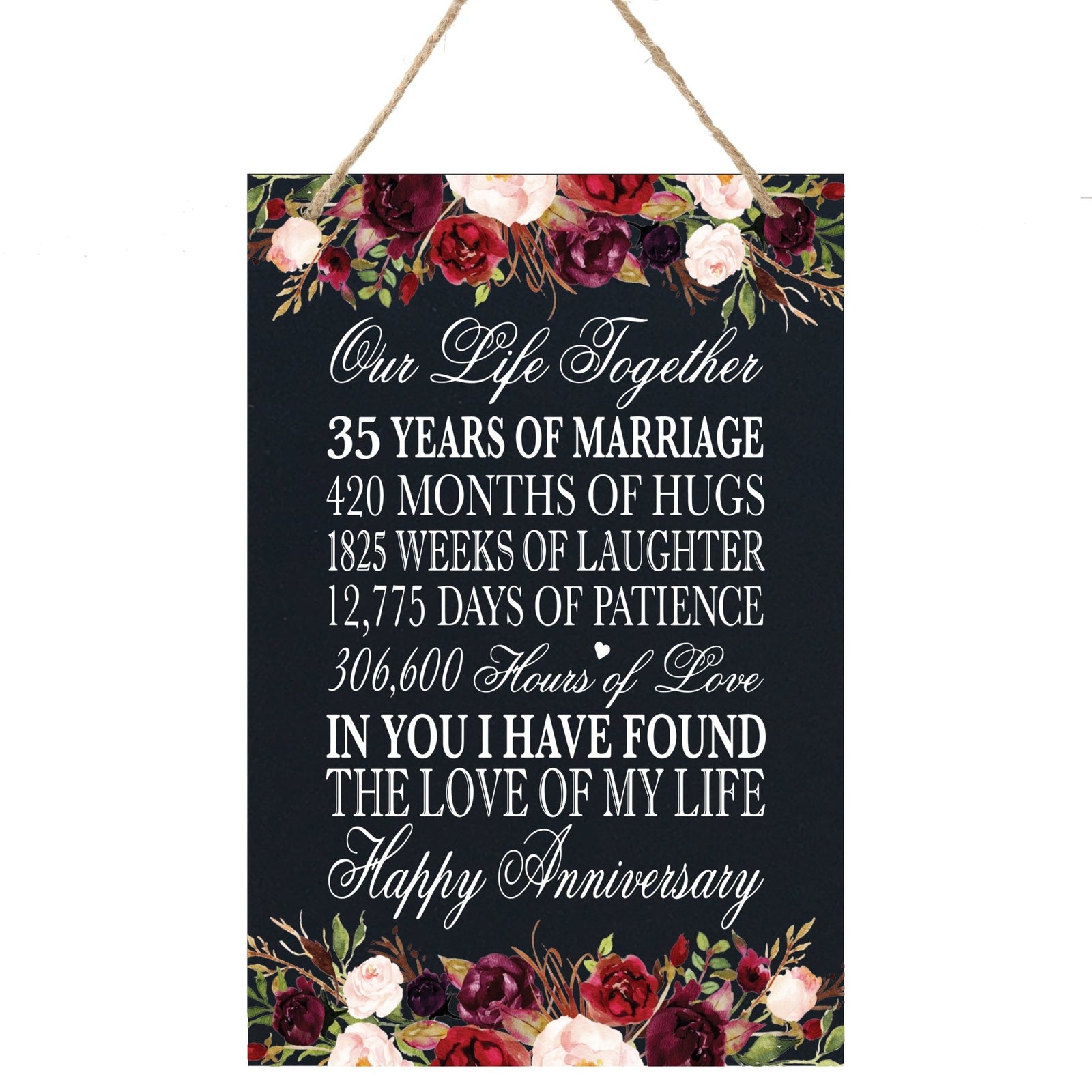 Anniversary Sign with Rope for Hanging - LifeSong Milestones