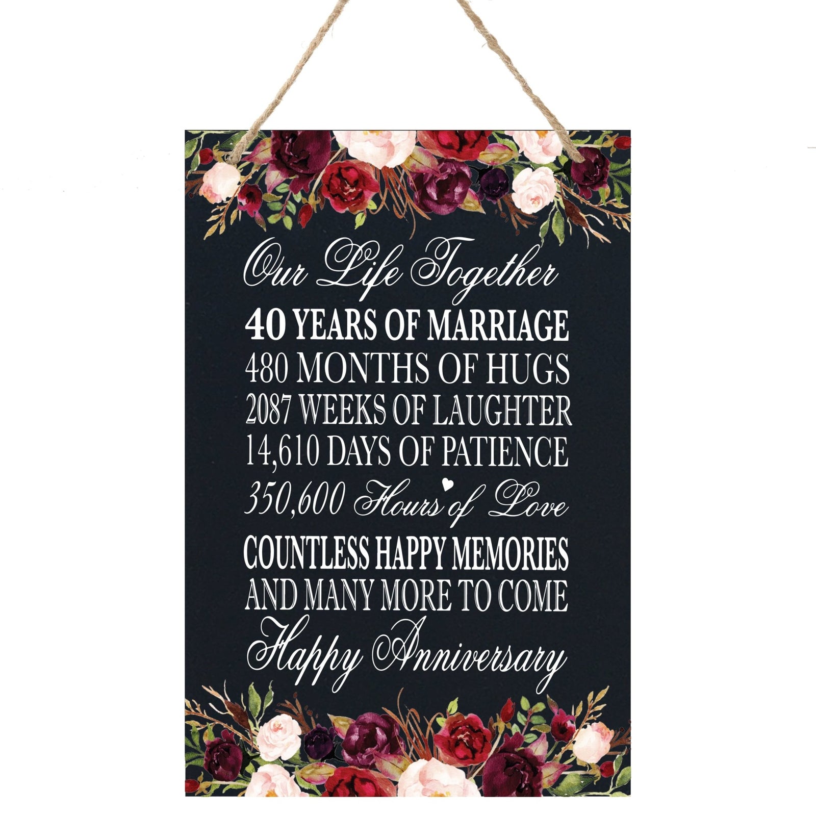 Anniversary Sign with Rope for Hanging - LifeSong Milestones