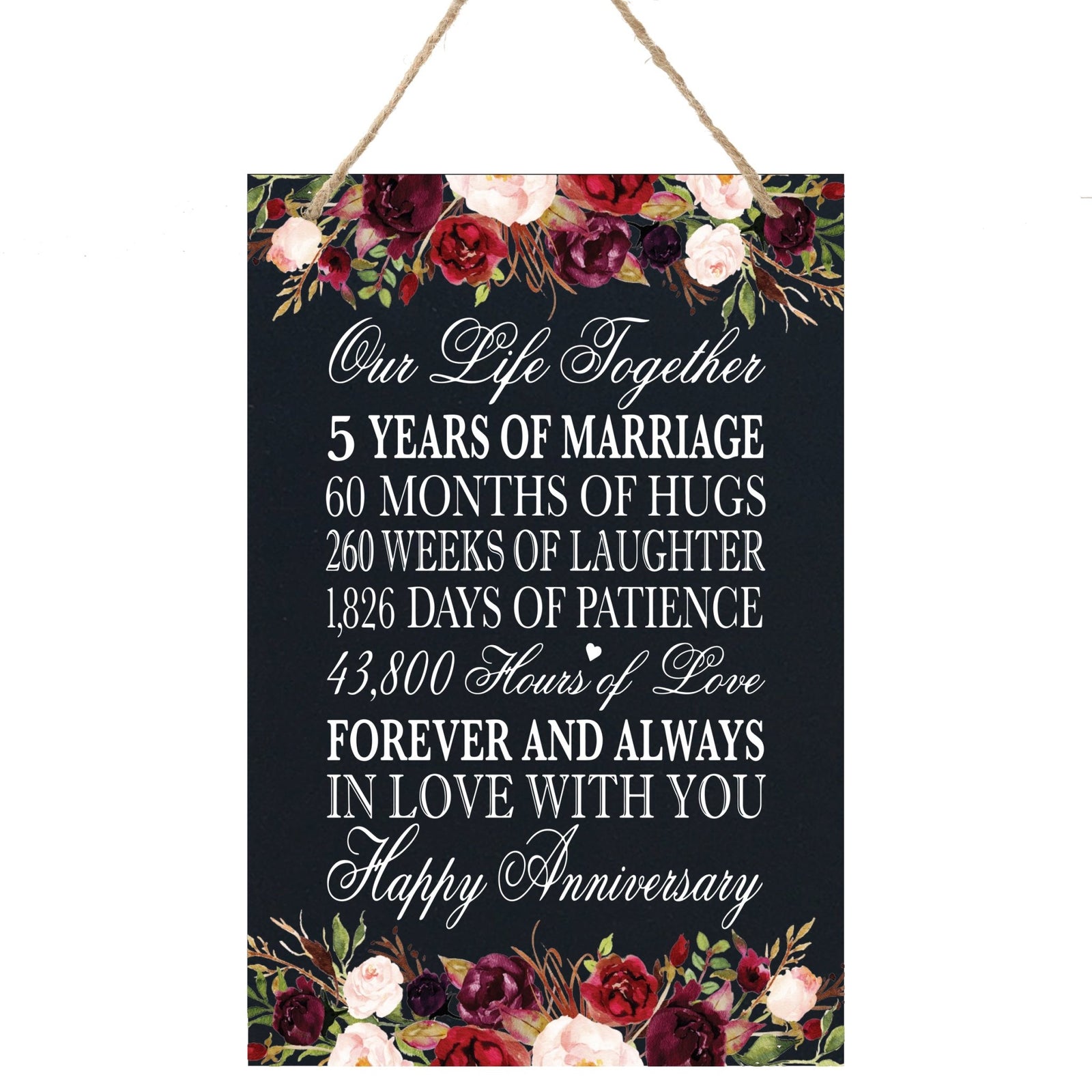Anniversary Sign with Rope for Hanging - LifeSong Milestones