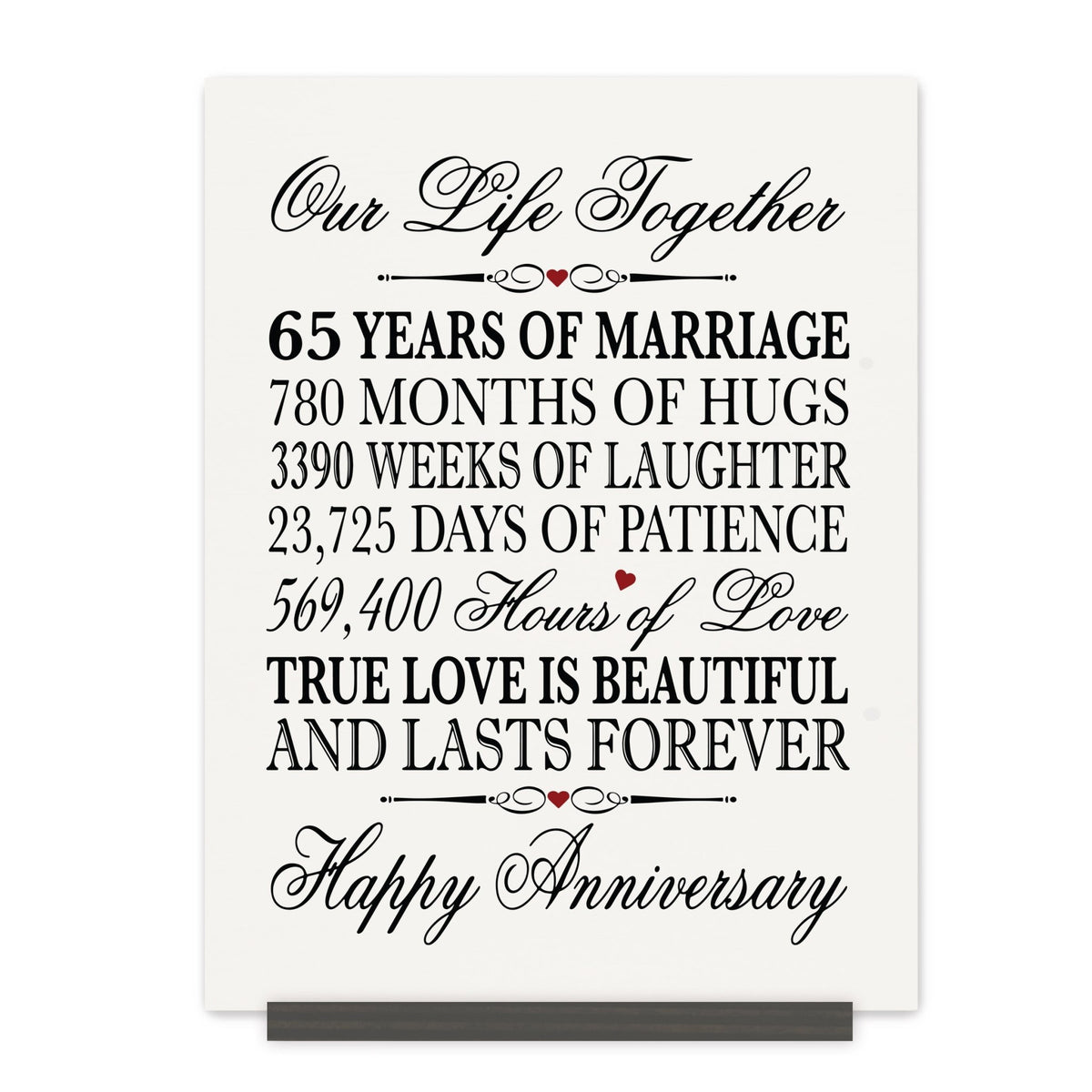 Anniversary Sign with Stand - Our Life Together Months Weeks Days Hours - LifeSong Milestones
