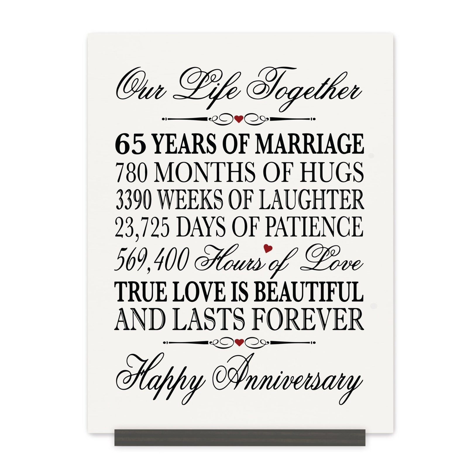 Anniversary Sign with Stand - Our Life Together Months Weeks Days Hours - LifeSong Milestones