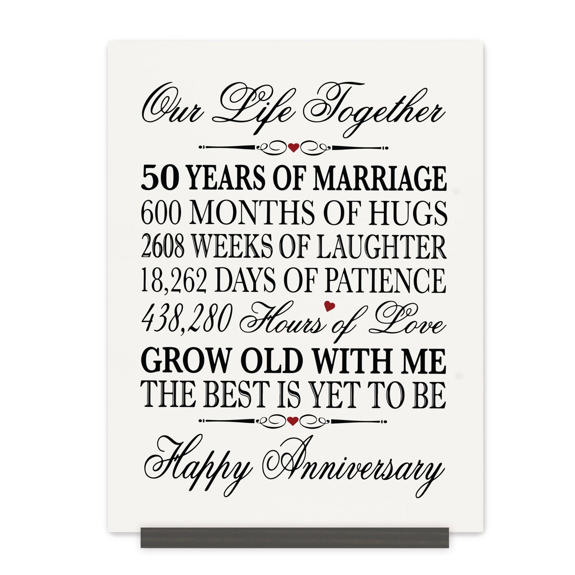 Anniversary Sign with Stand - Our Life Together Months Weeks Days Hours - LifeSong Milestones