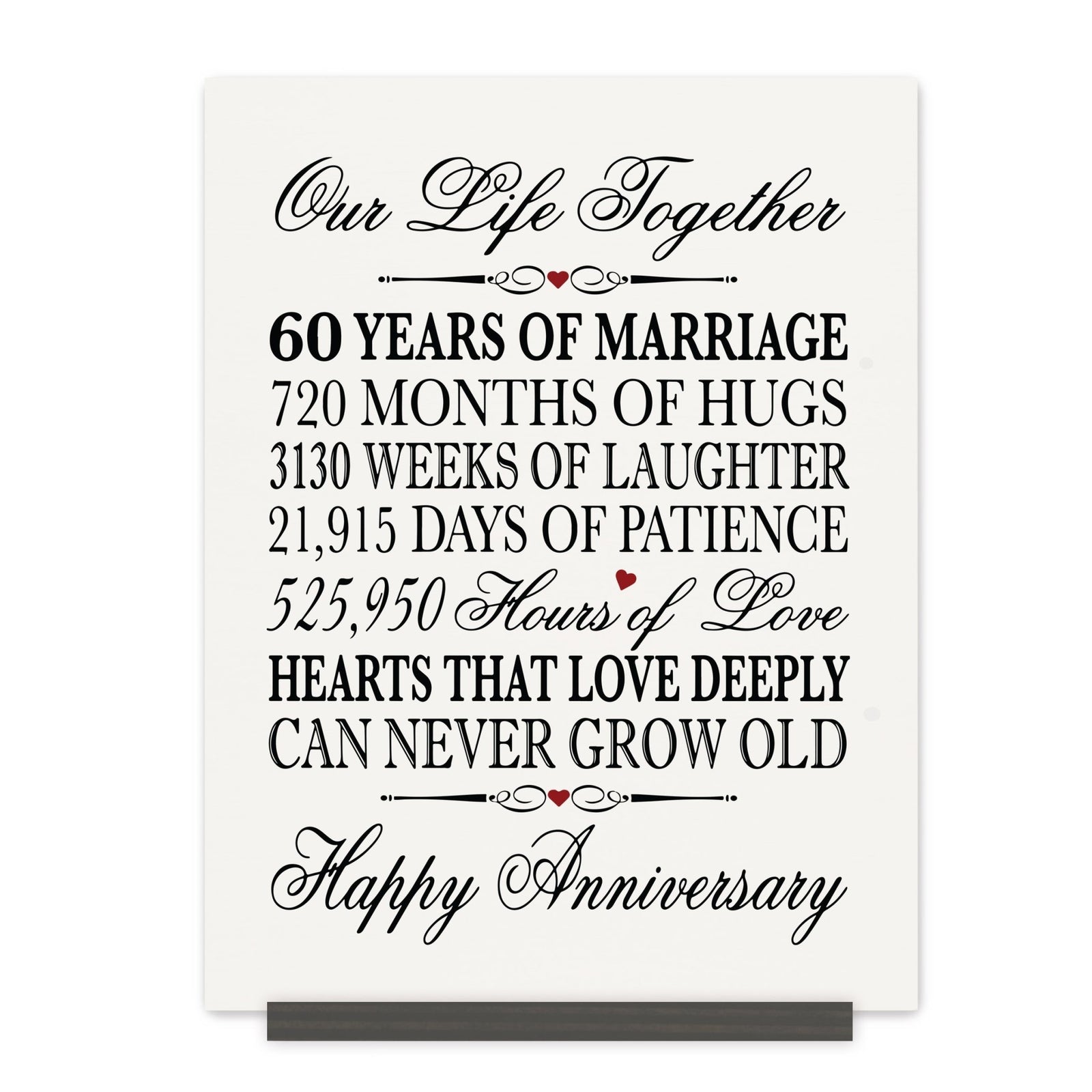 Anniversary Sign with Stand - Our Life Together Months Weeks Days Hours - LifeSong Milestones