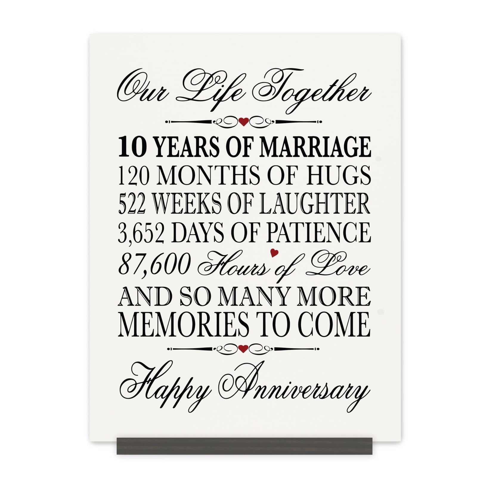 Anniversary Sign with Stand - Our Life Together Months Weeks Days Hours - LifeSong Milestones
