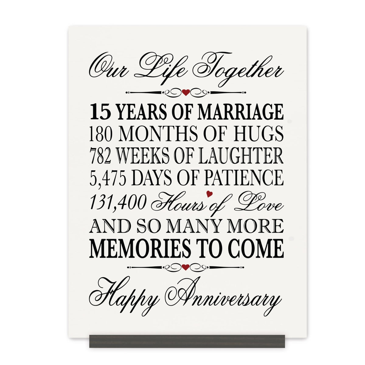 Anniversary Sign with Stand - Our Life Together Months Weeks Days Hours - LifeSong Milestones