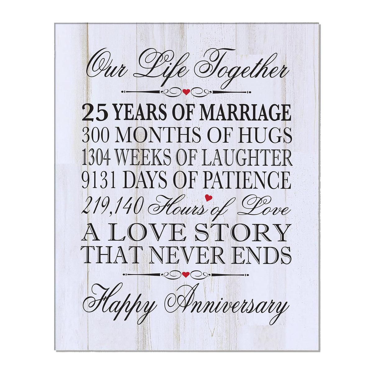 Anniversary White Distressed Wall Plaque - Our Life Together - LifeSong Milestones